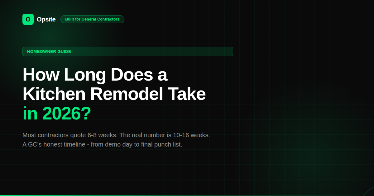 How Long Does a Kitchen Remodel Take in 2026? A GC's Honest Timeline