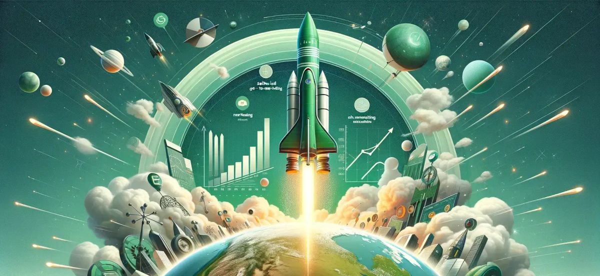 Rocket taking off symbolising future GTM success!