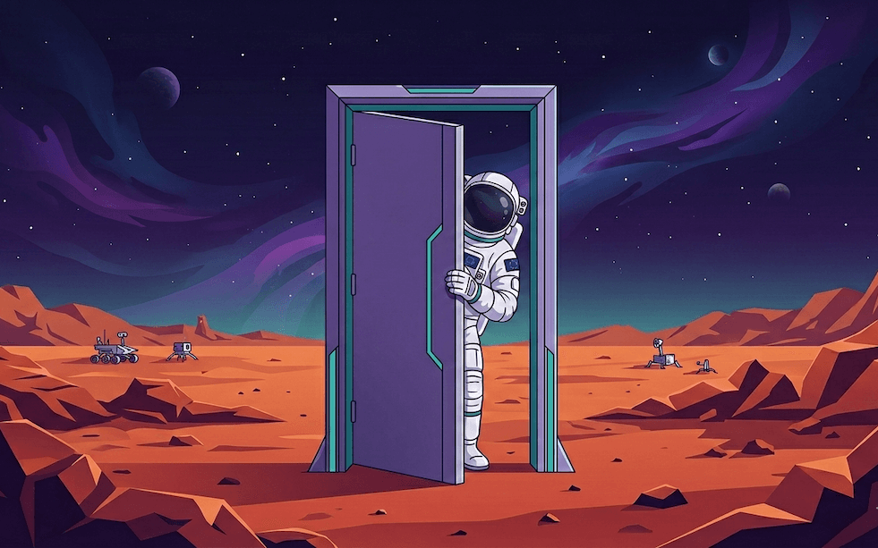 A sales leader opening a door to a new account as part of land-and-expand motion.