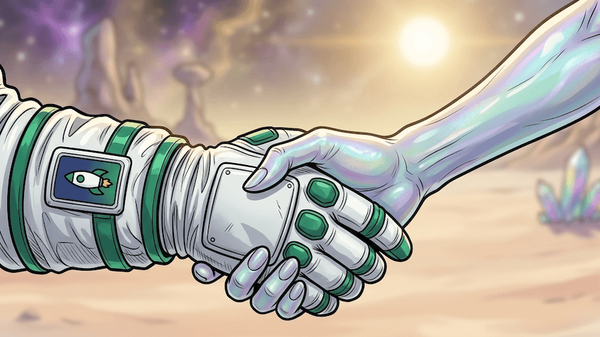 A literal management handshake in action.