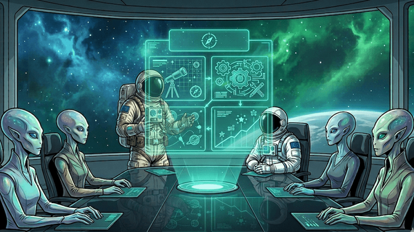 An executive and a sales rep visiting a prospective customer in person.