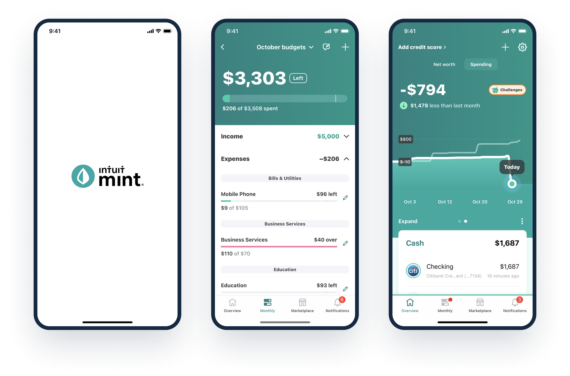 Mint app screenshots