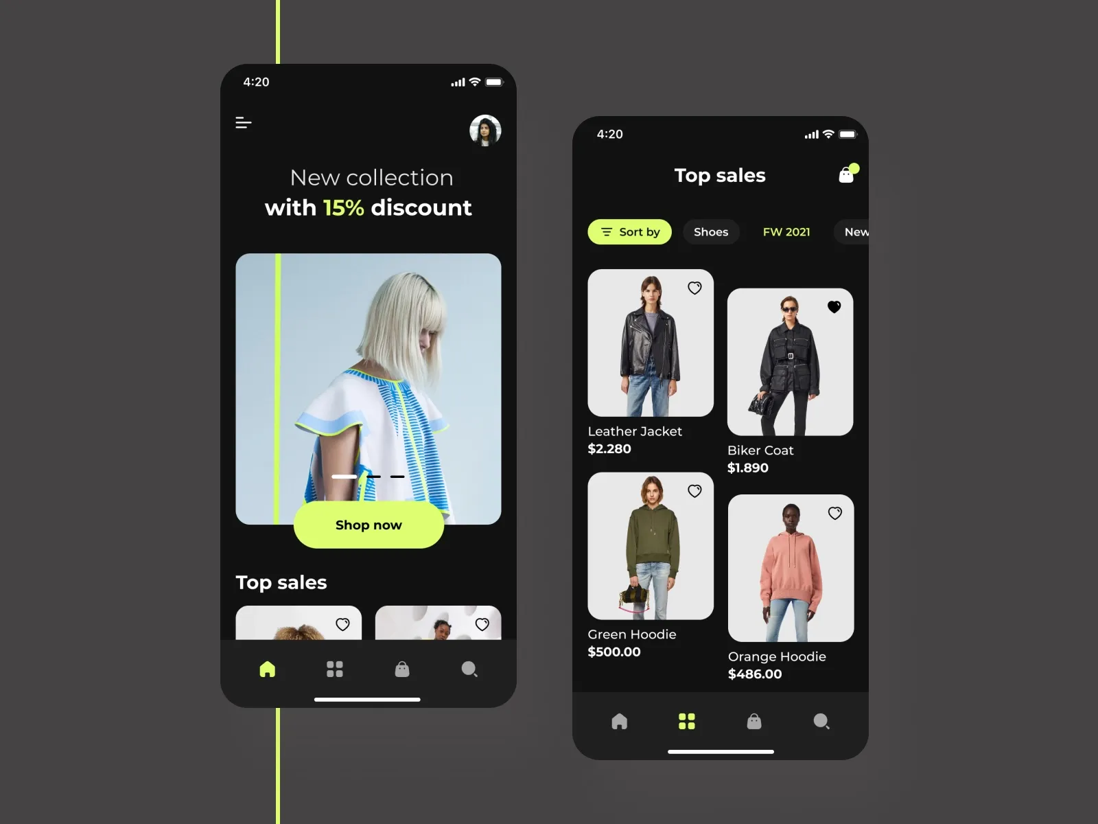 Assymetry mobile app design