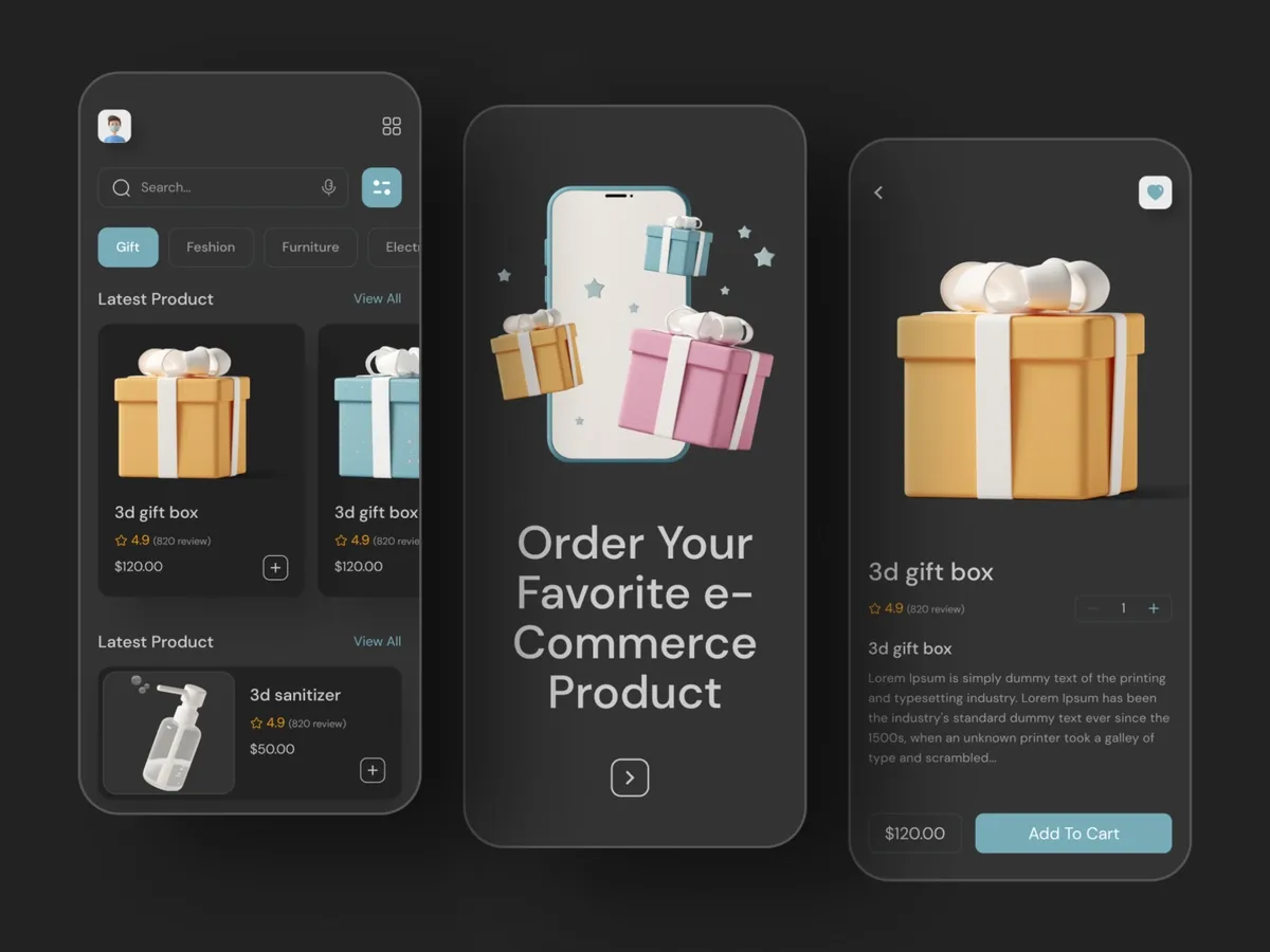 3D graphics mobile app design