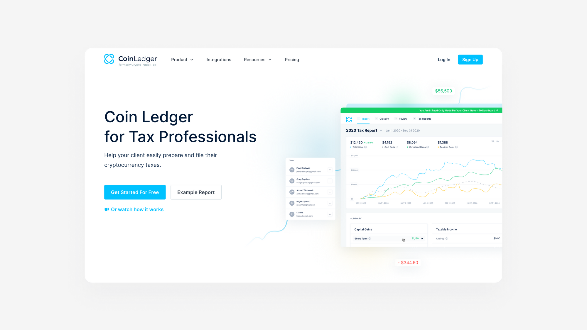 Coinledger landing page