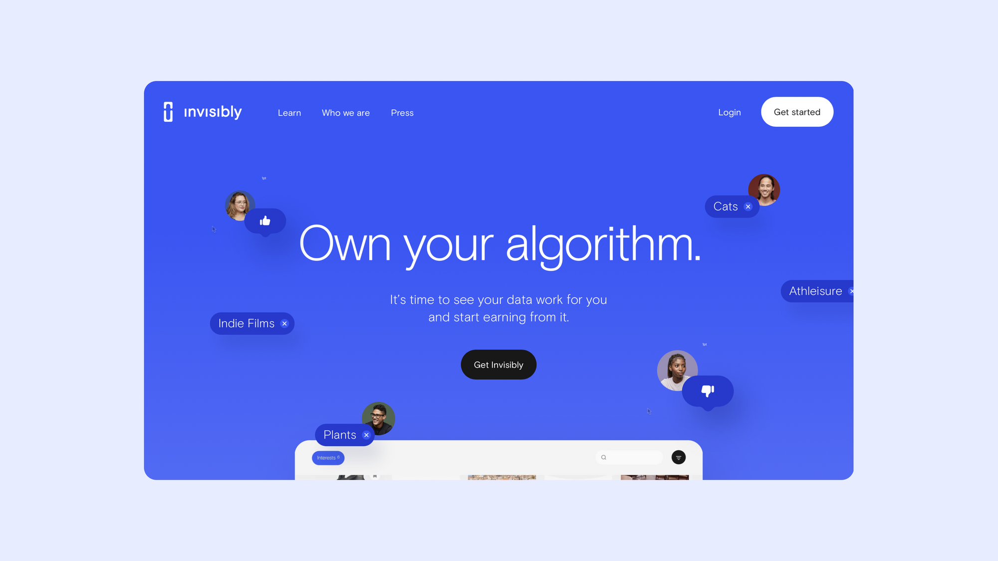 Invisibly landing page design