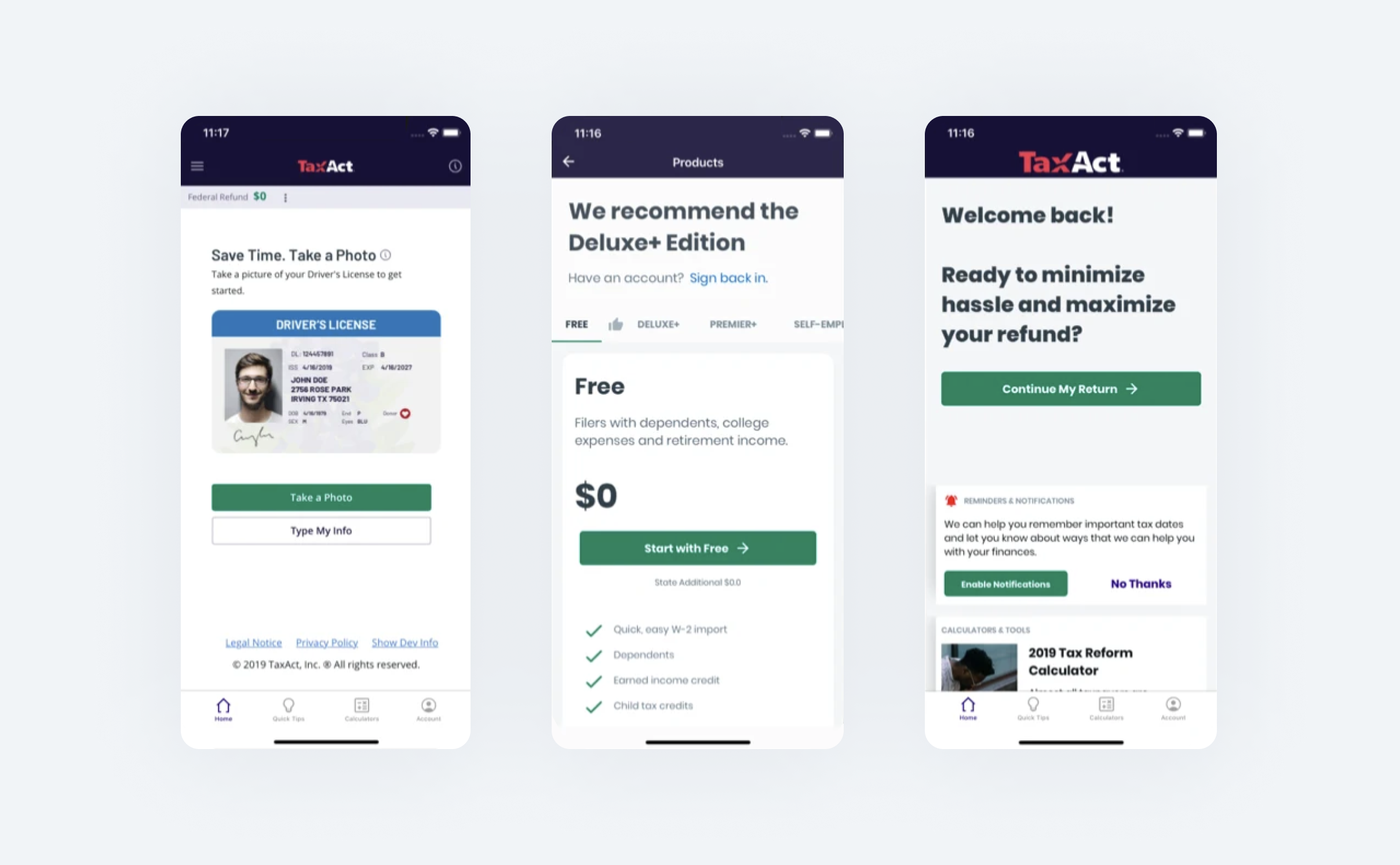 Tax management Fintech app TaxAct