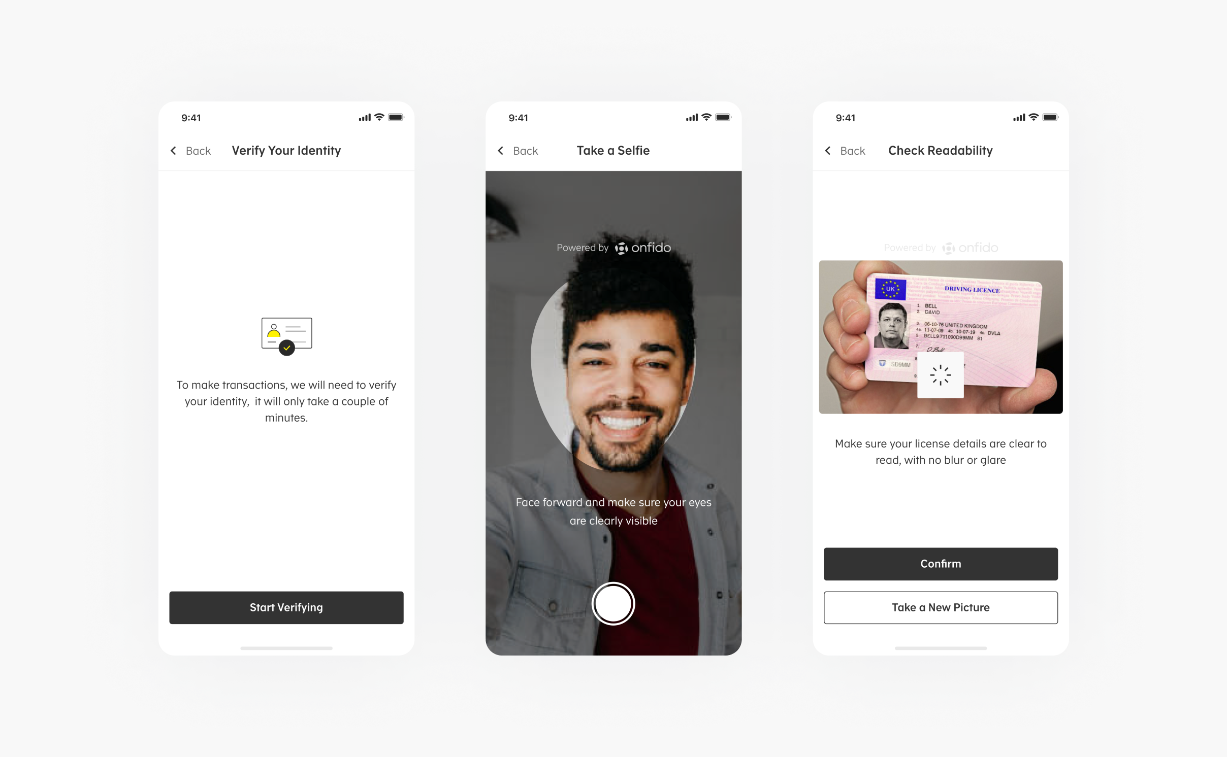 Verification step in Fintech UI