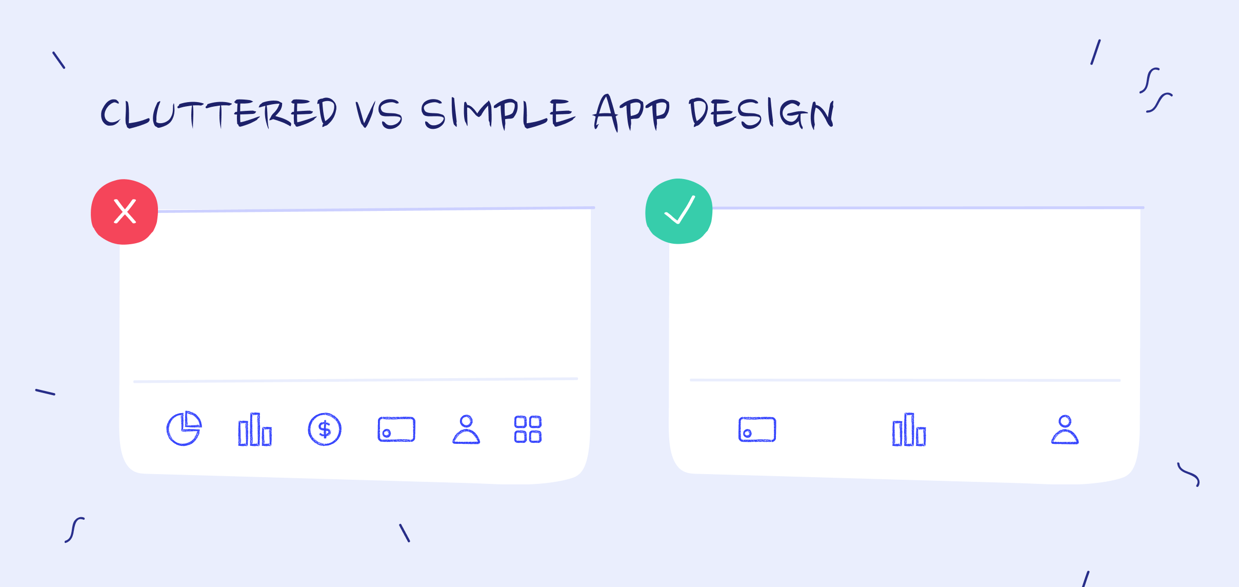 Cluttered vs simple Fintech app design