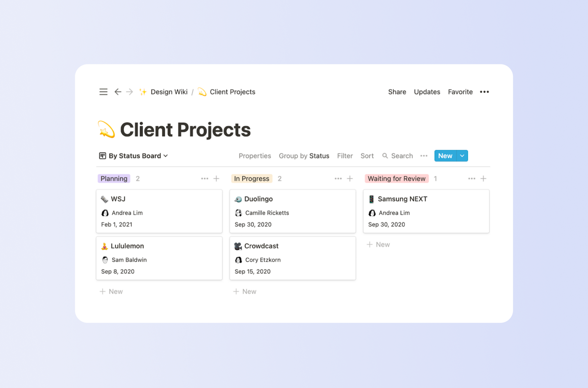 Notion user interface