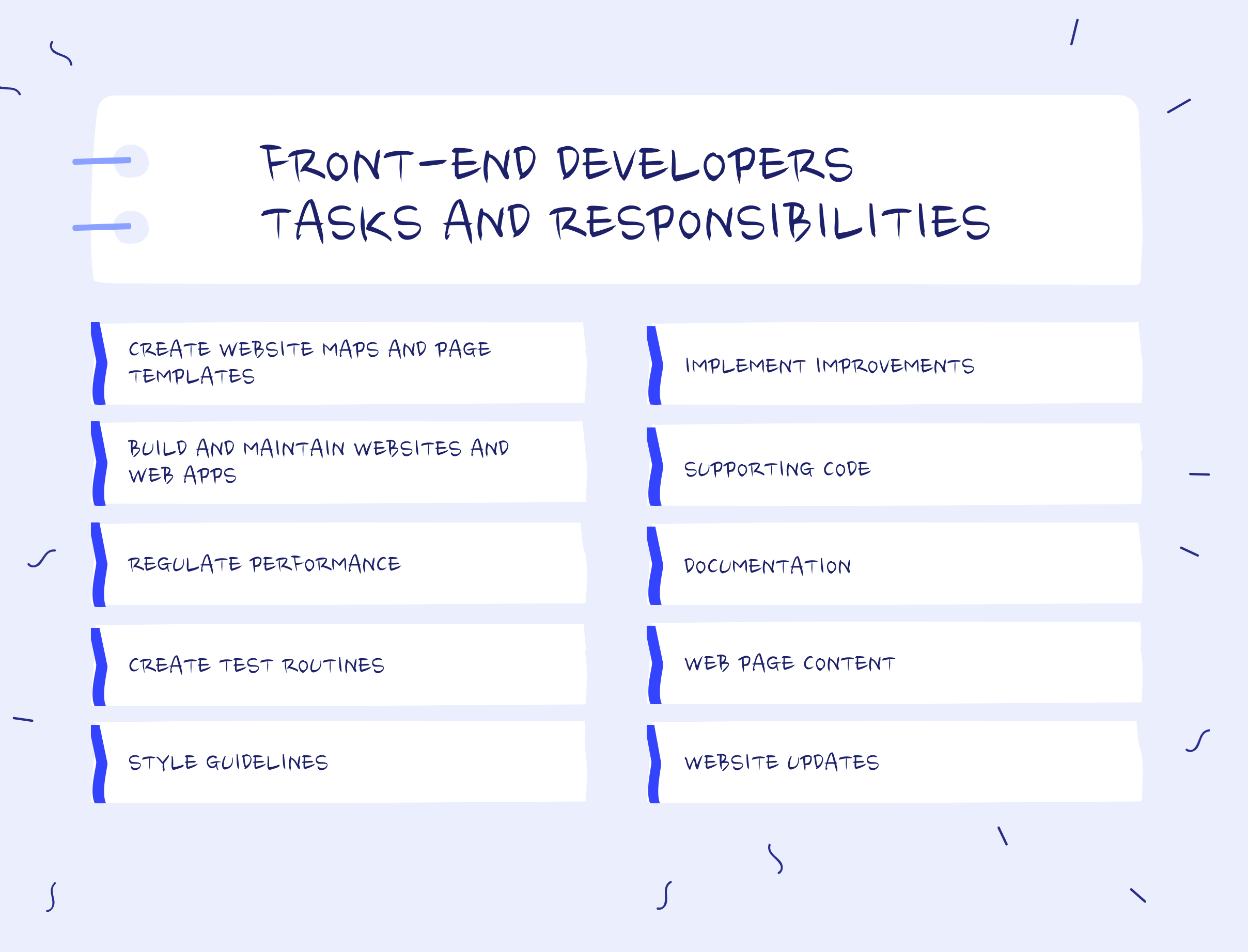 Front-end developers tasks
