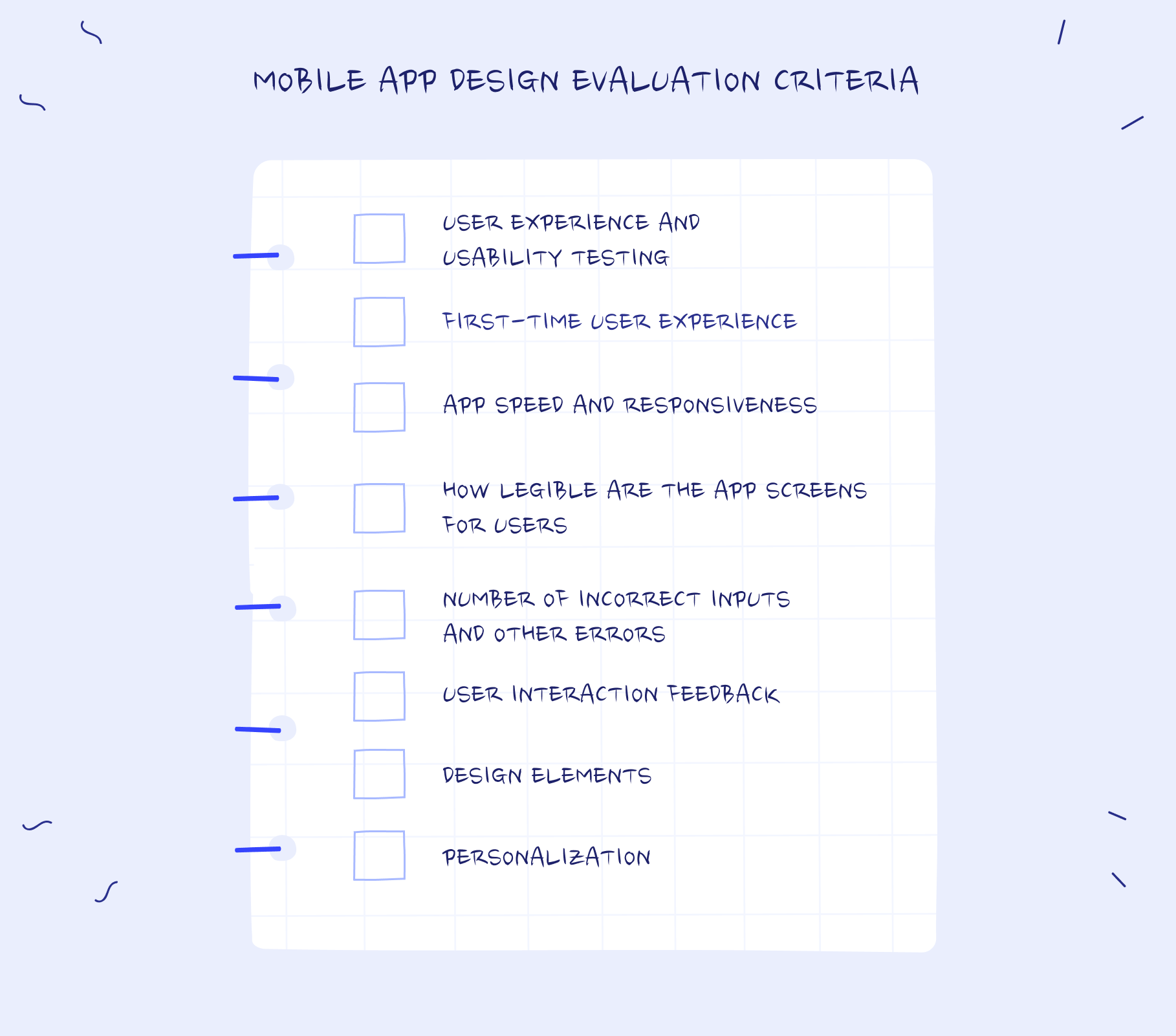 Mobile app design evaluation criteria