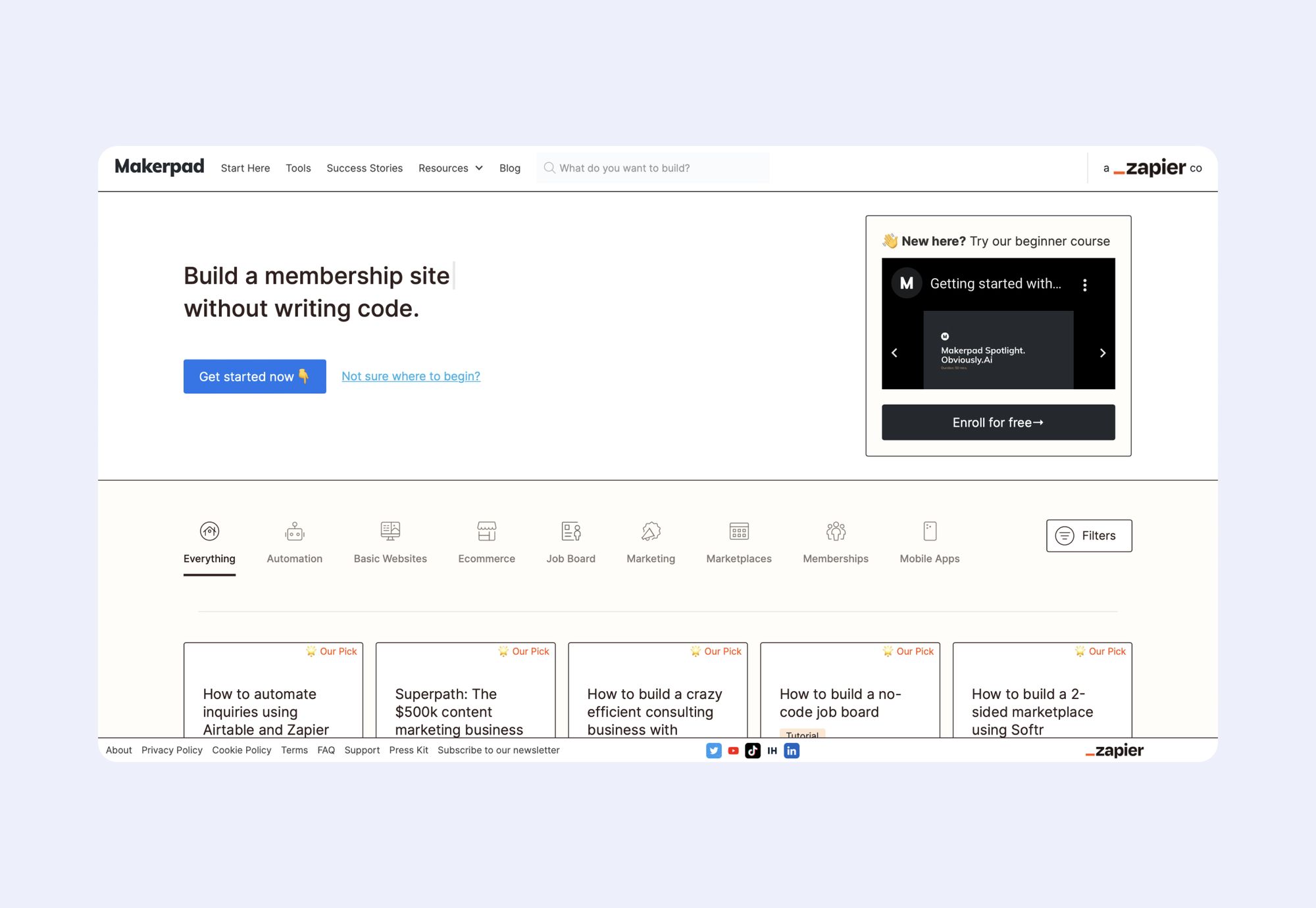 No-code startup examples - Makerpad