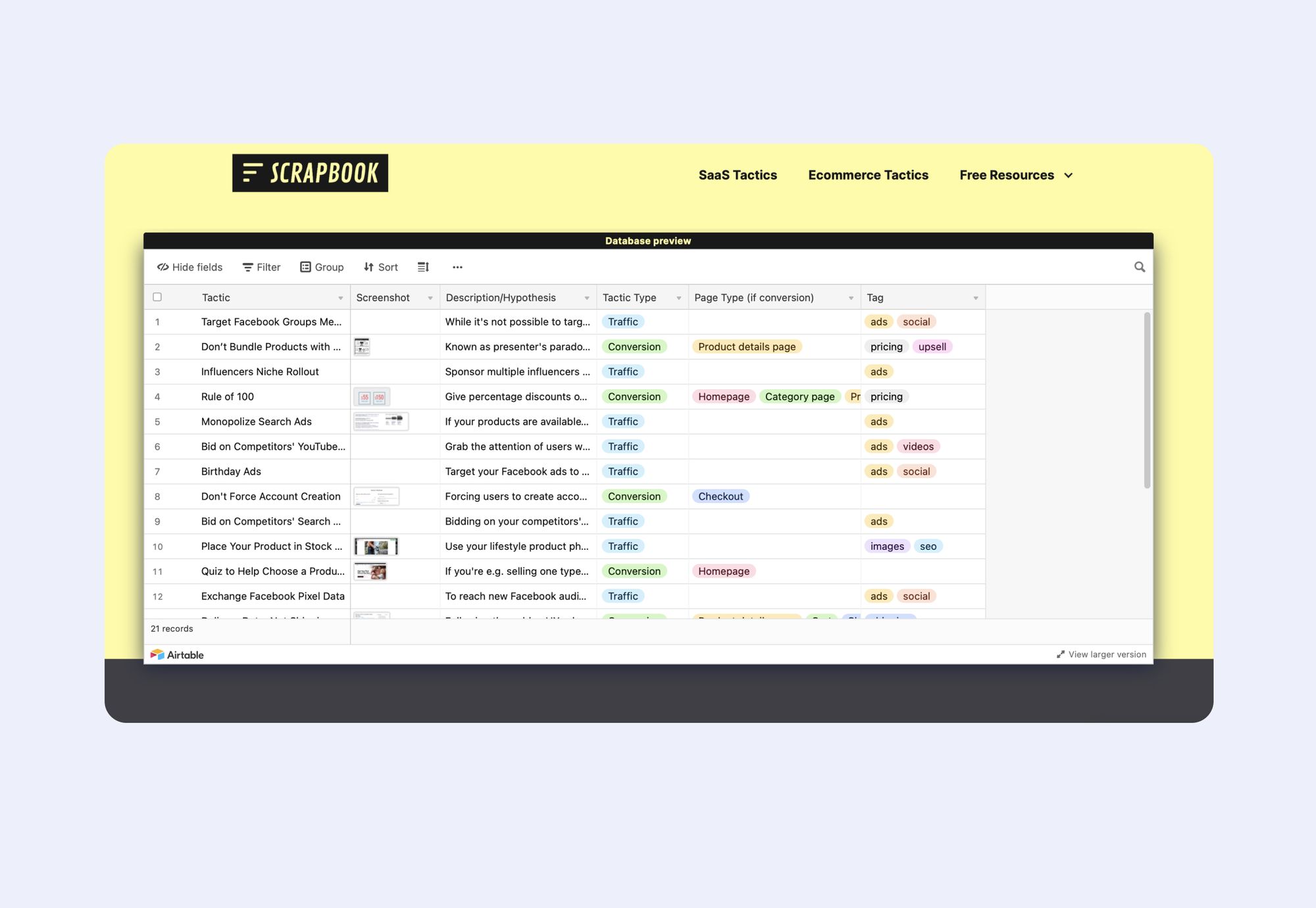 No-code startup examples - Scrapbook