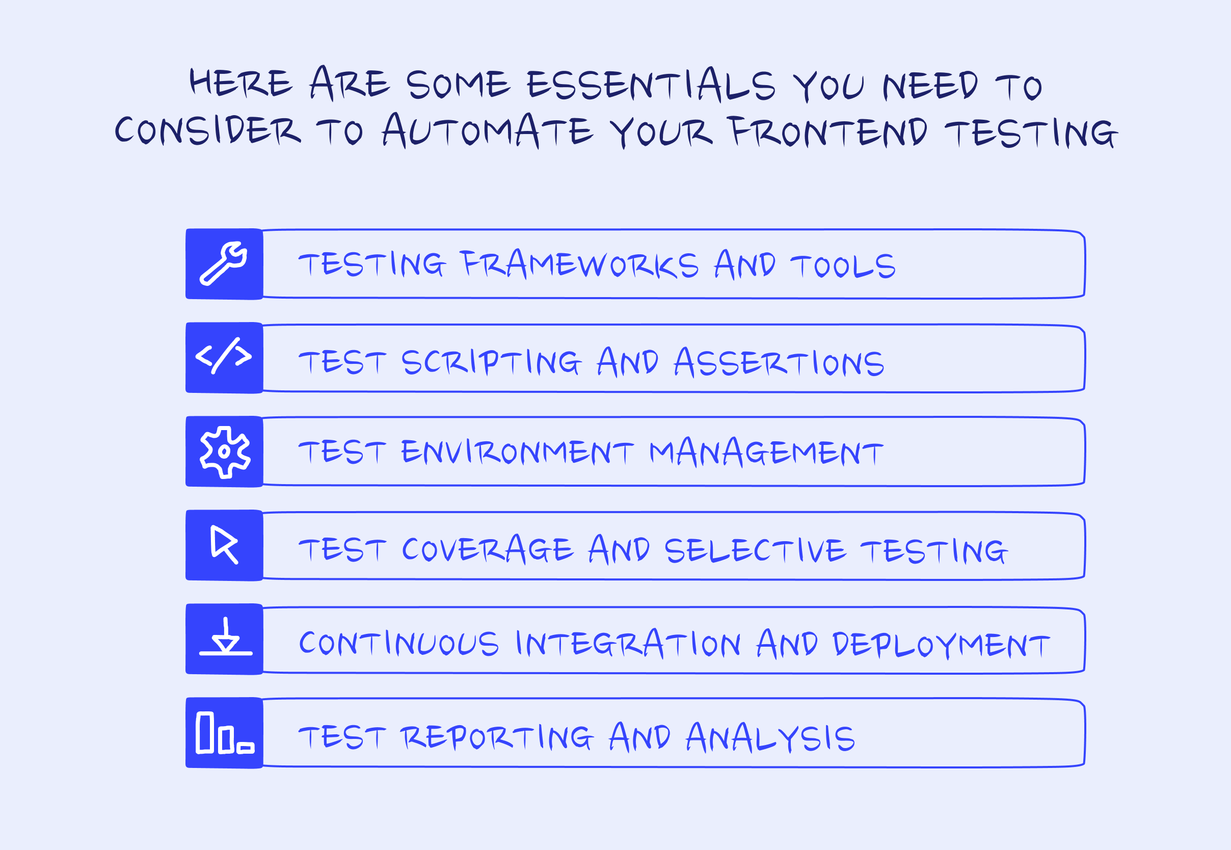 Essentials while automating frontend testing