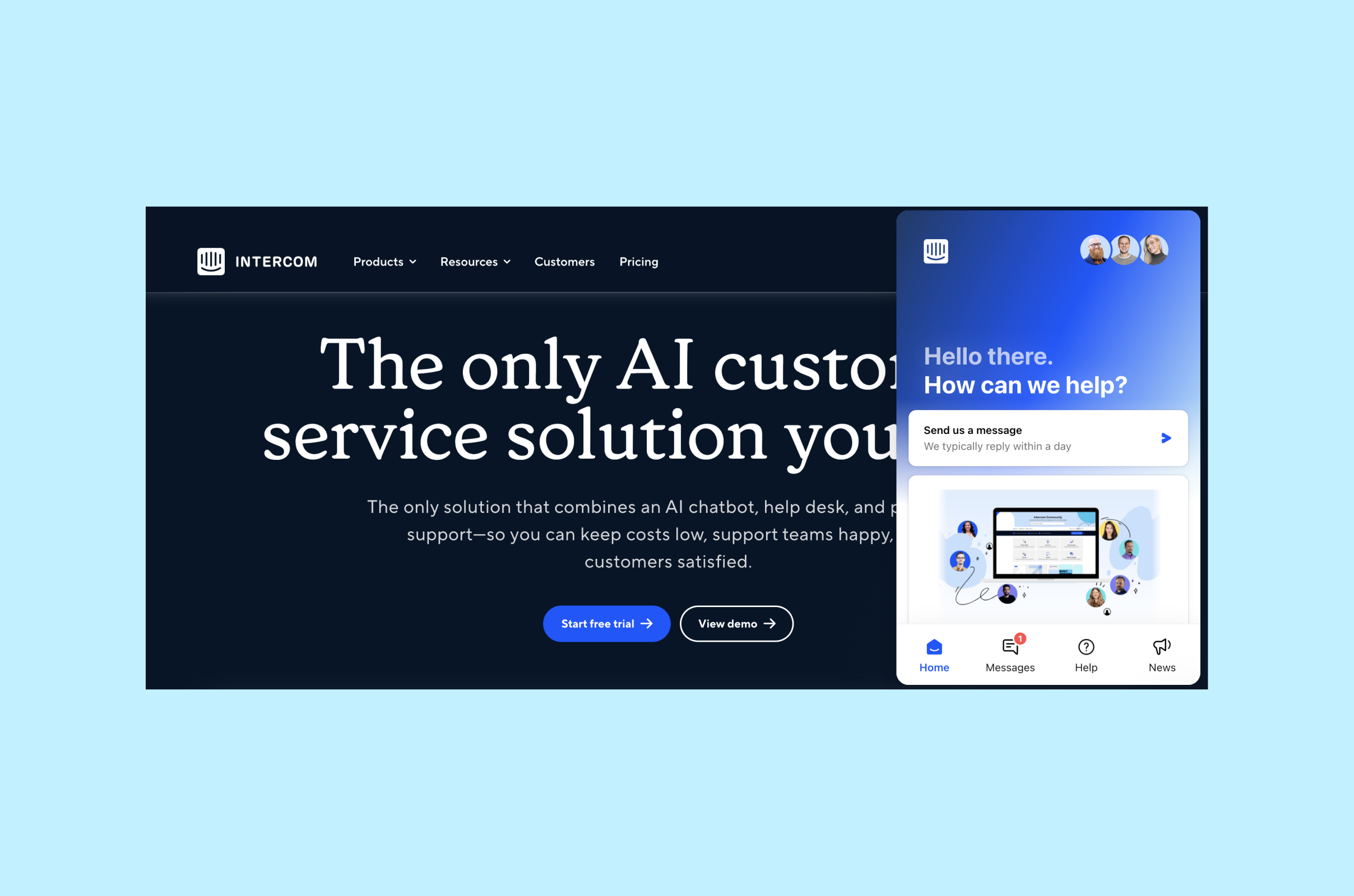 Website's chatbot Intercom