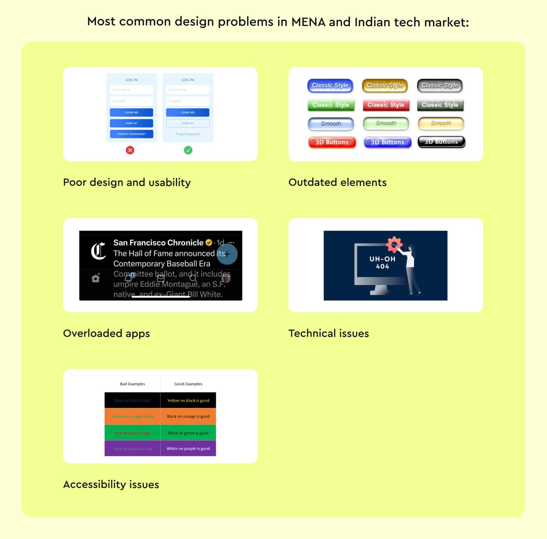 Most common design problems in Indian and MENA tech markets