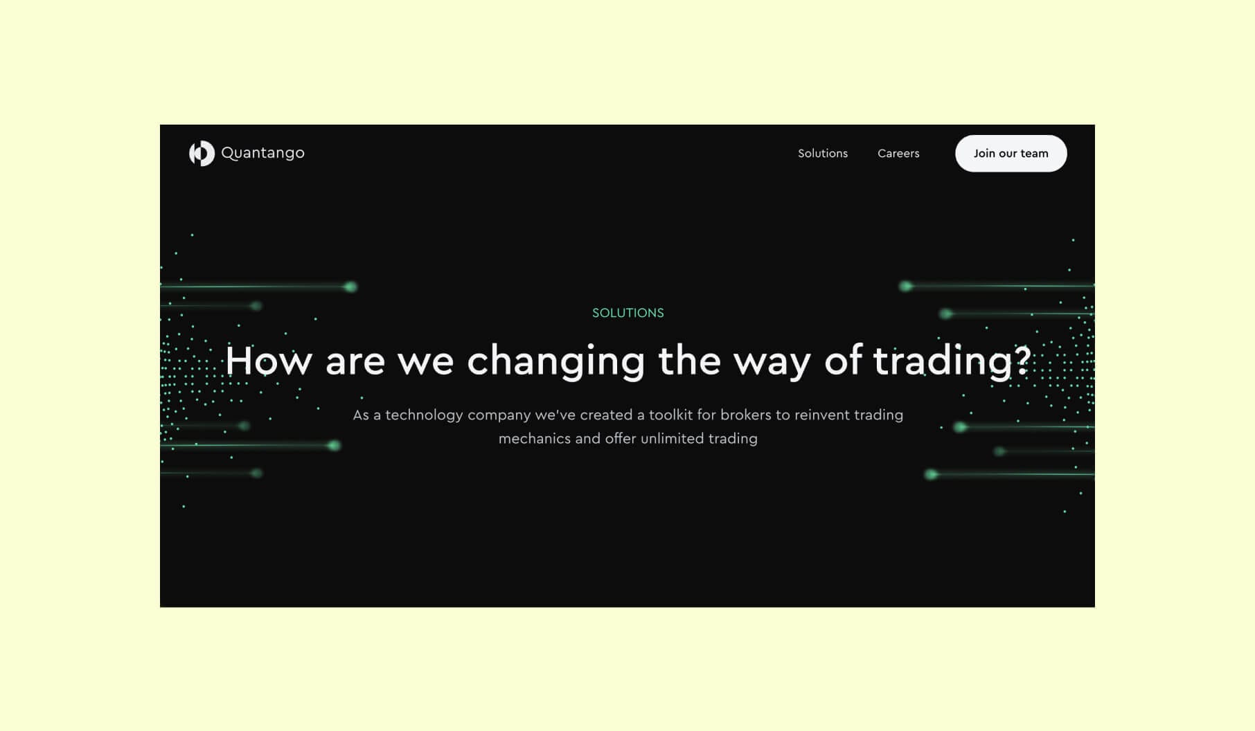Quantango trading platform design