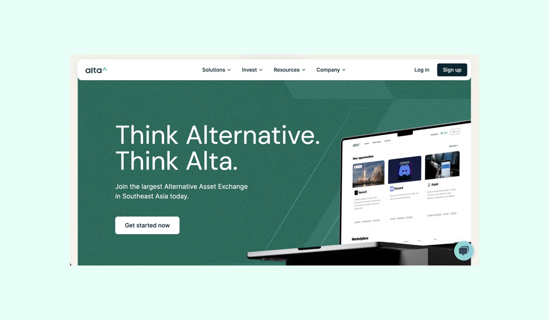 Alta website design