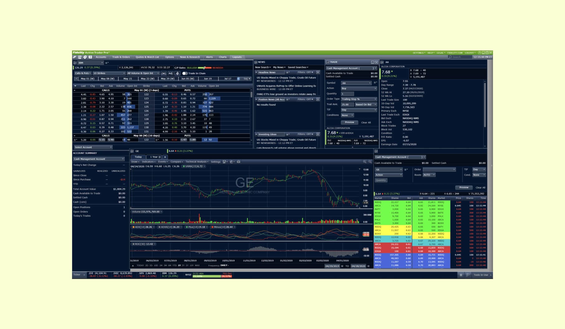 Fidelity trading platform design