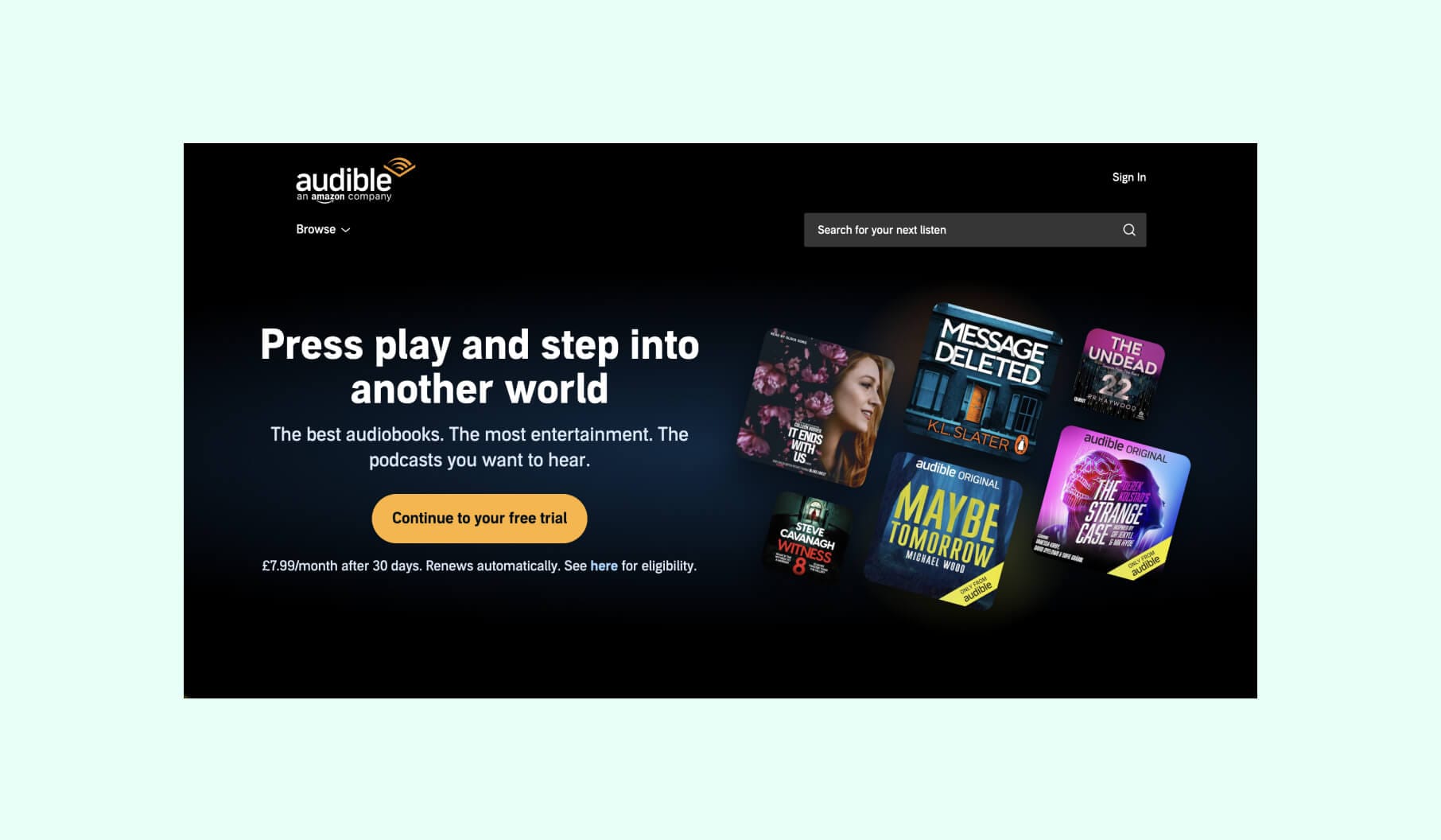 Best Next.js websites: Audible