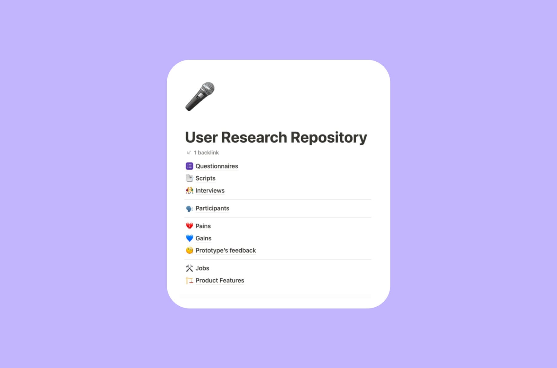 Our free User Research Repository Notion Kit