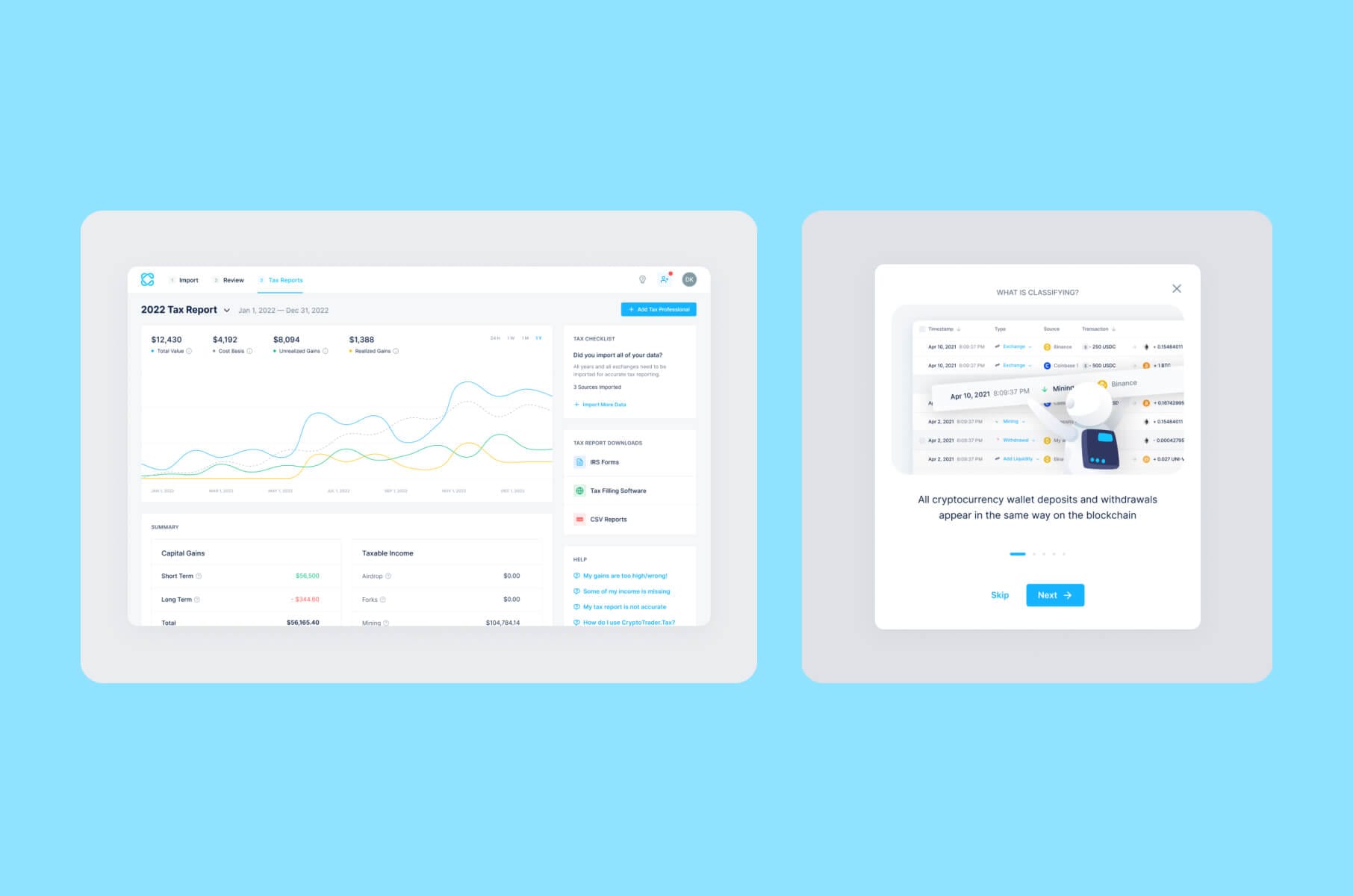 Web3 trend example: CoinLedger and streamlined interface