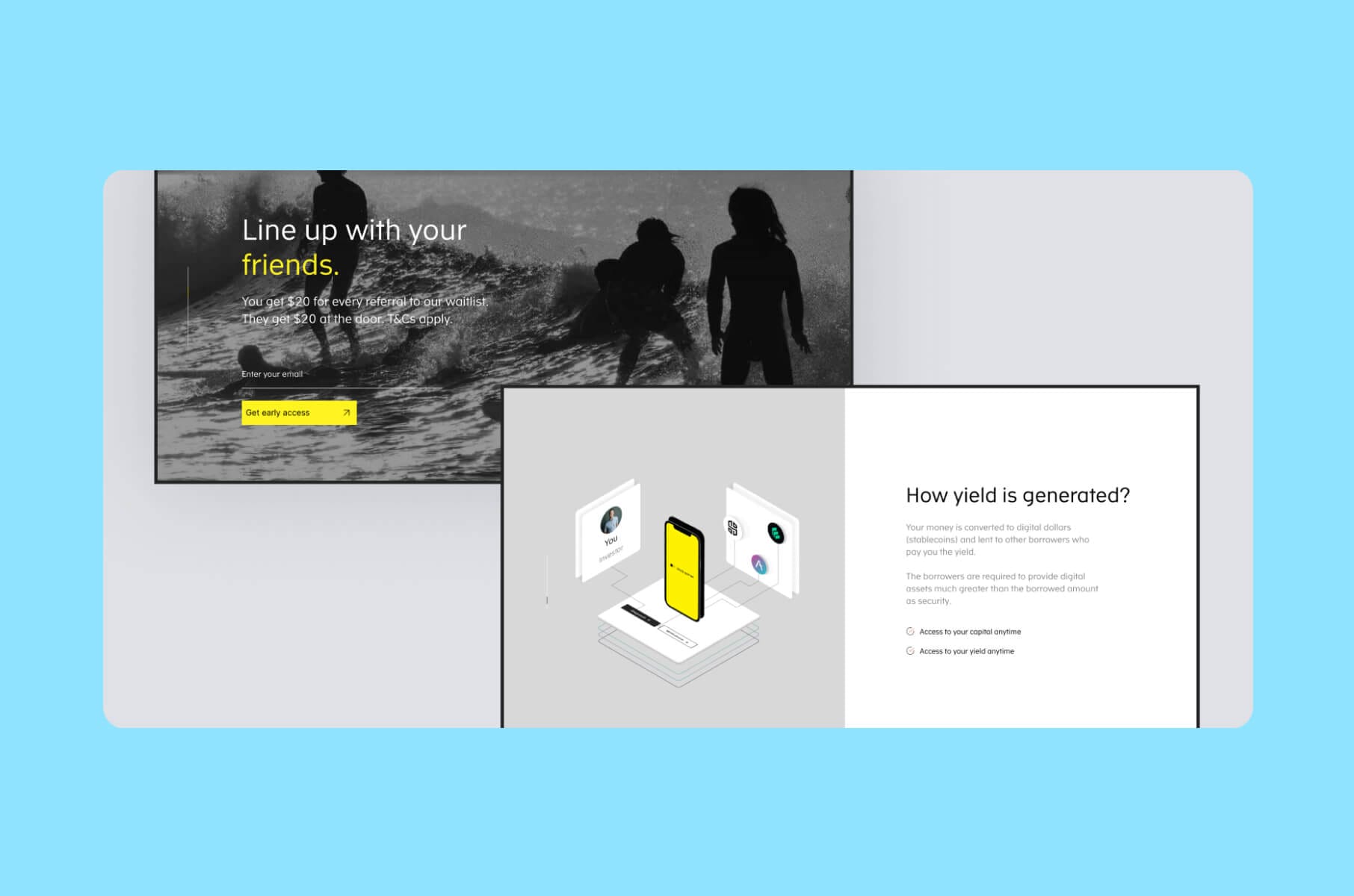 Web3 website design example - Block Earner