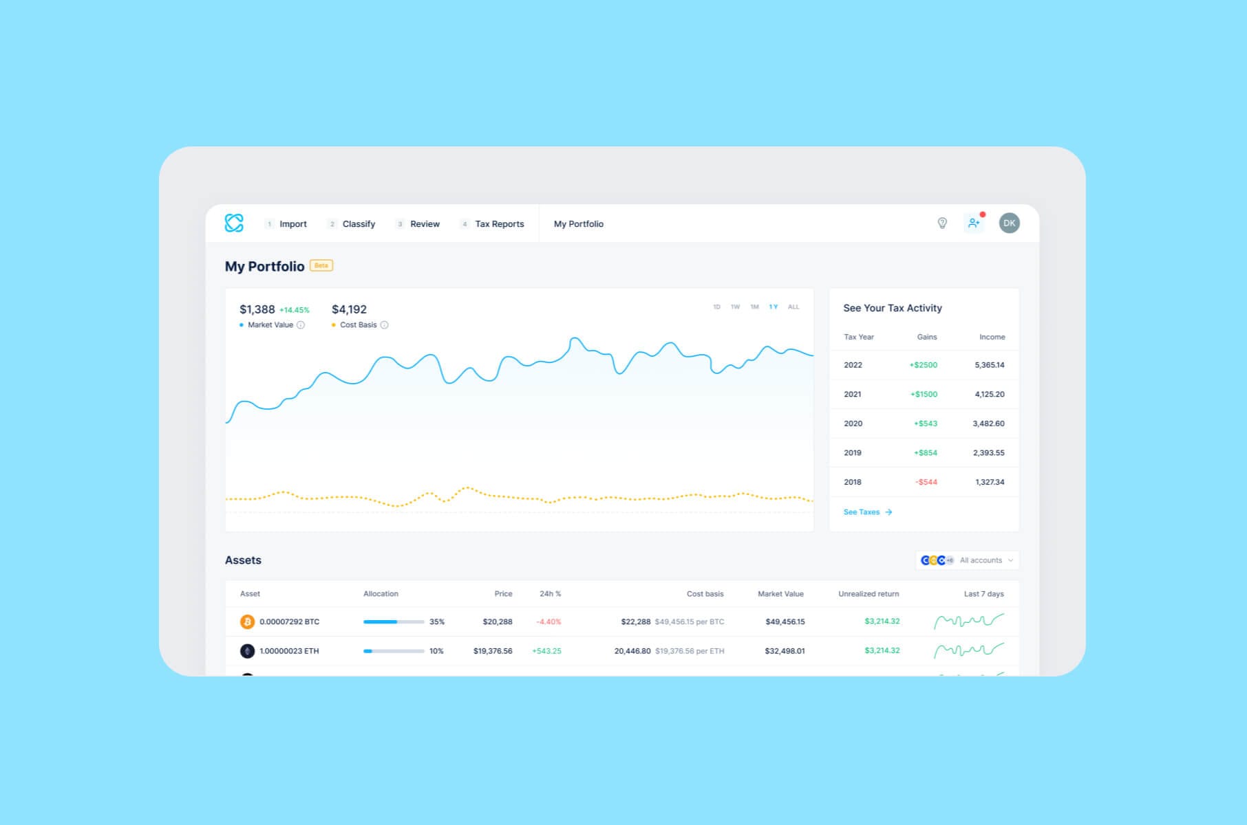 Web3 website design example - CoinLedger