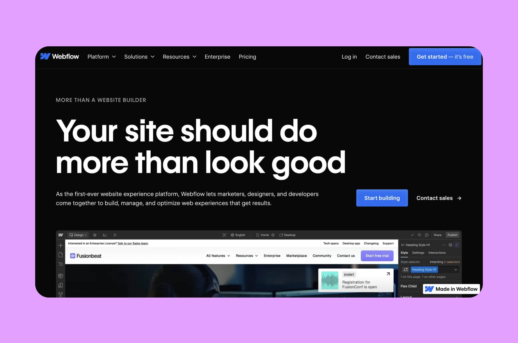 Webflow for marketing sites + simple web apps