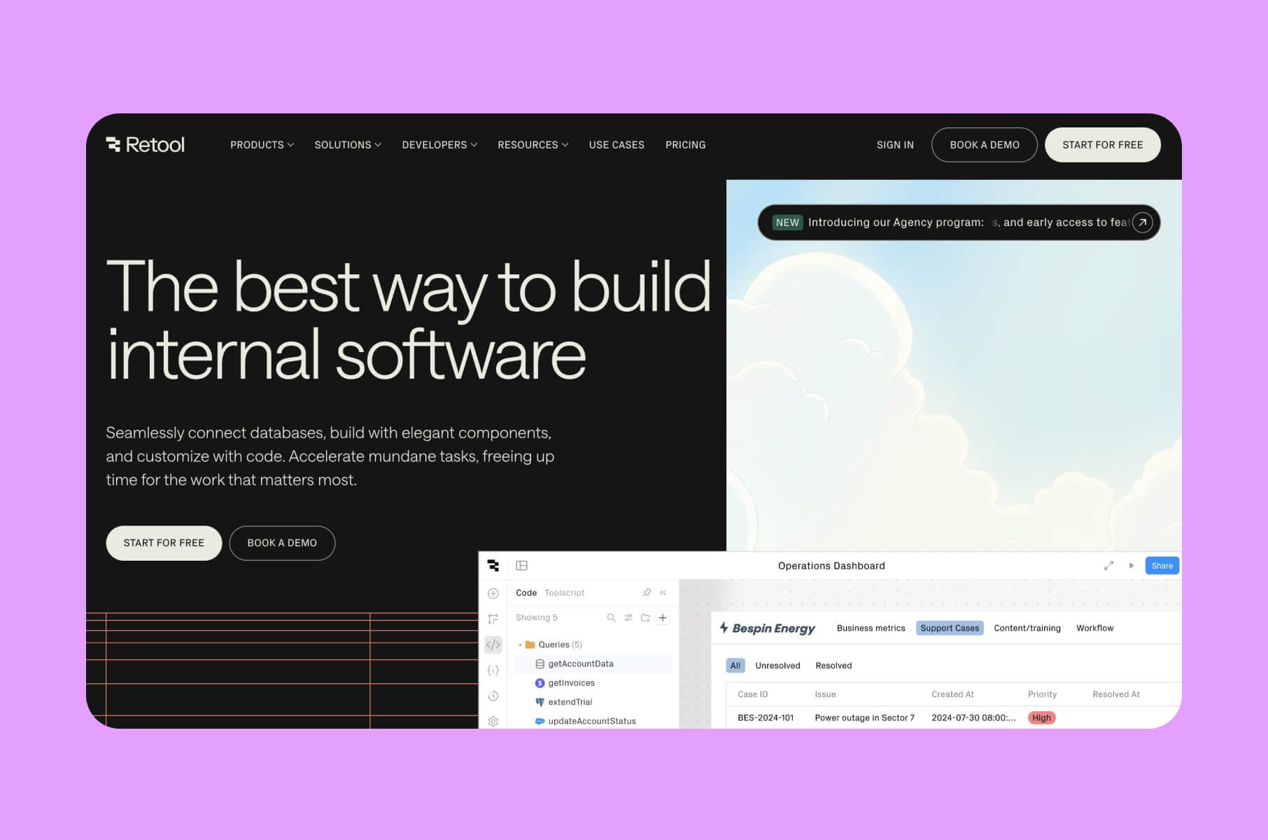 Retool for internal/admin dashboards