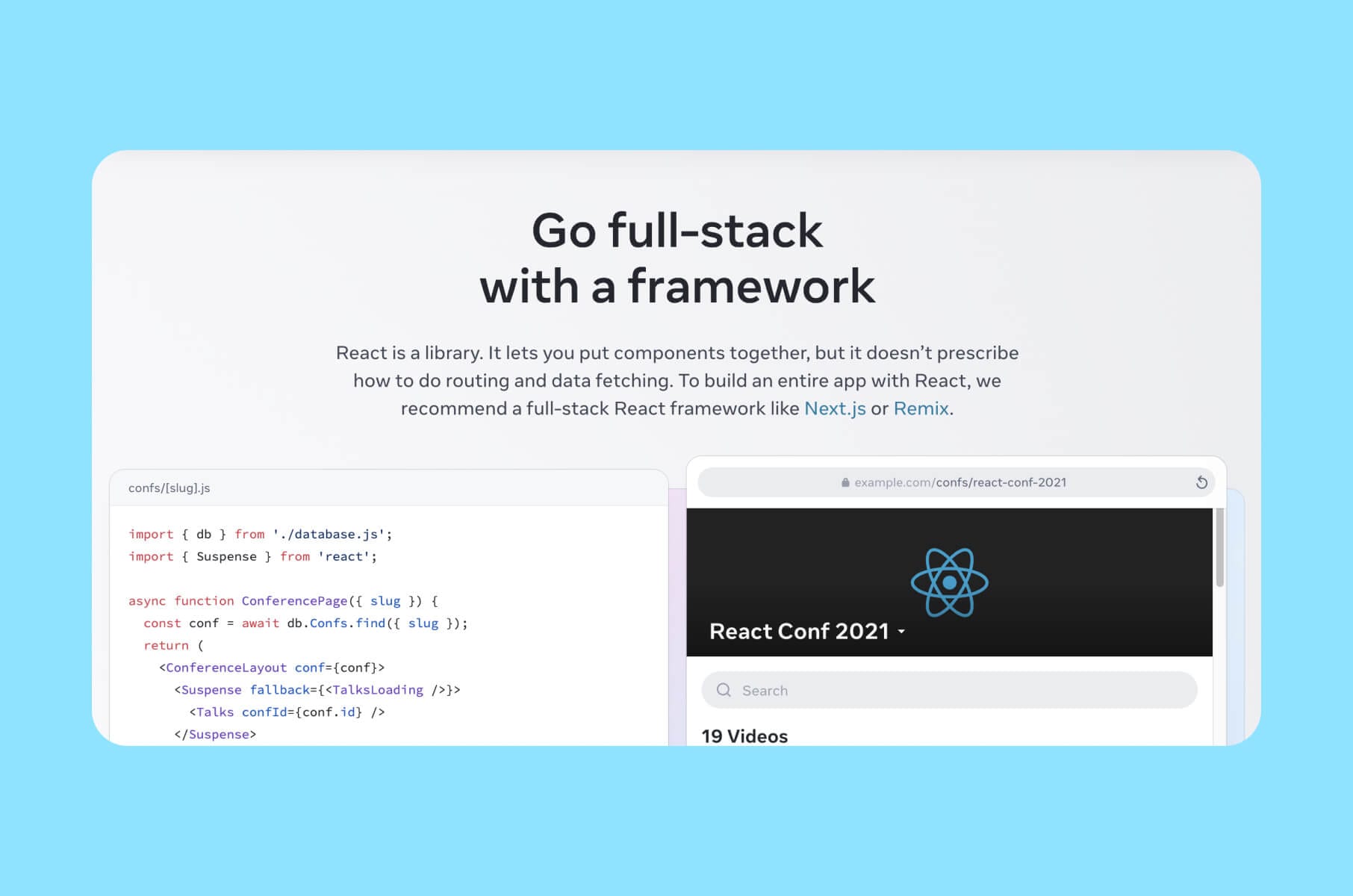 React front-end framework in 2025