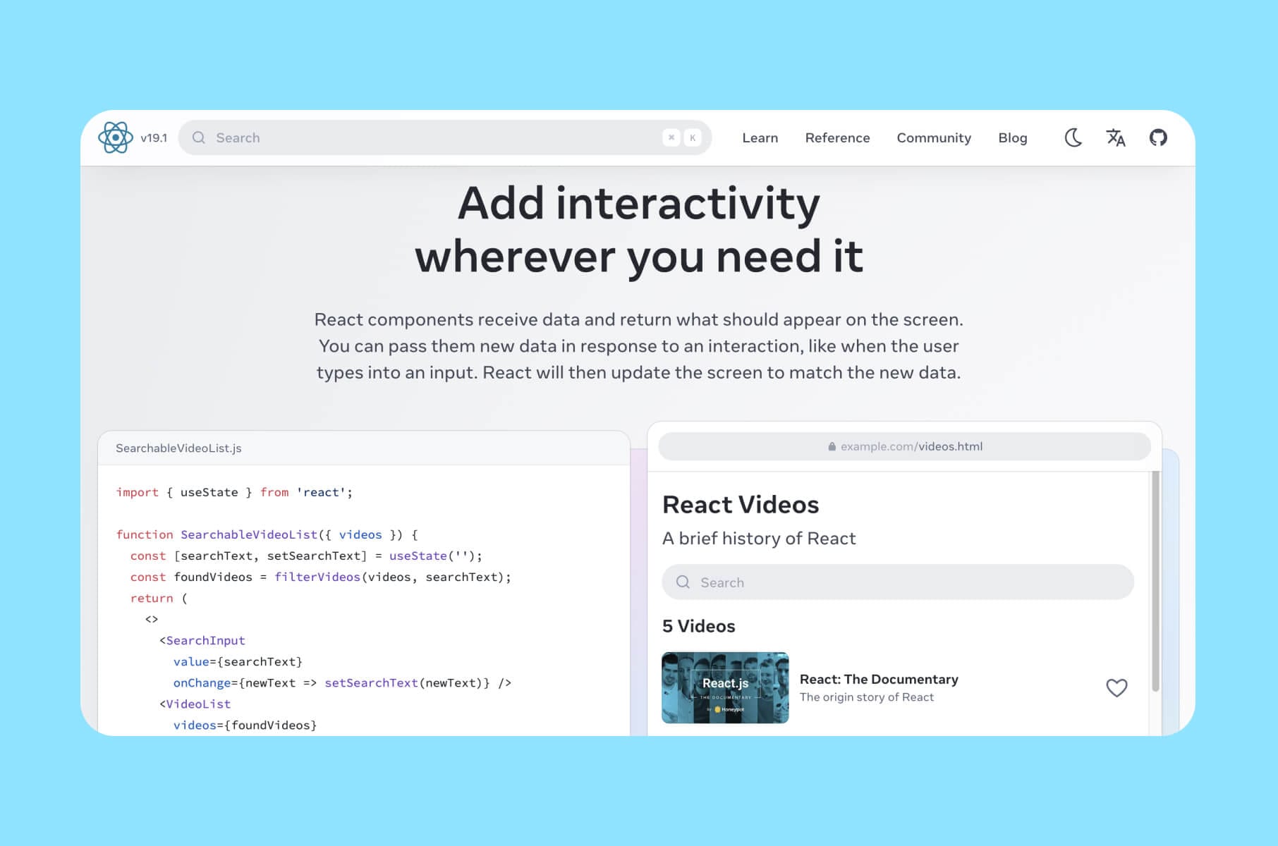 React front-end framework in 2025