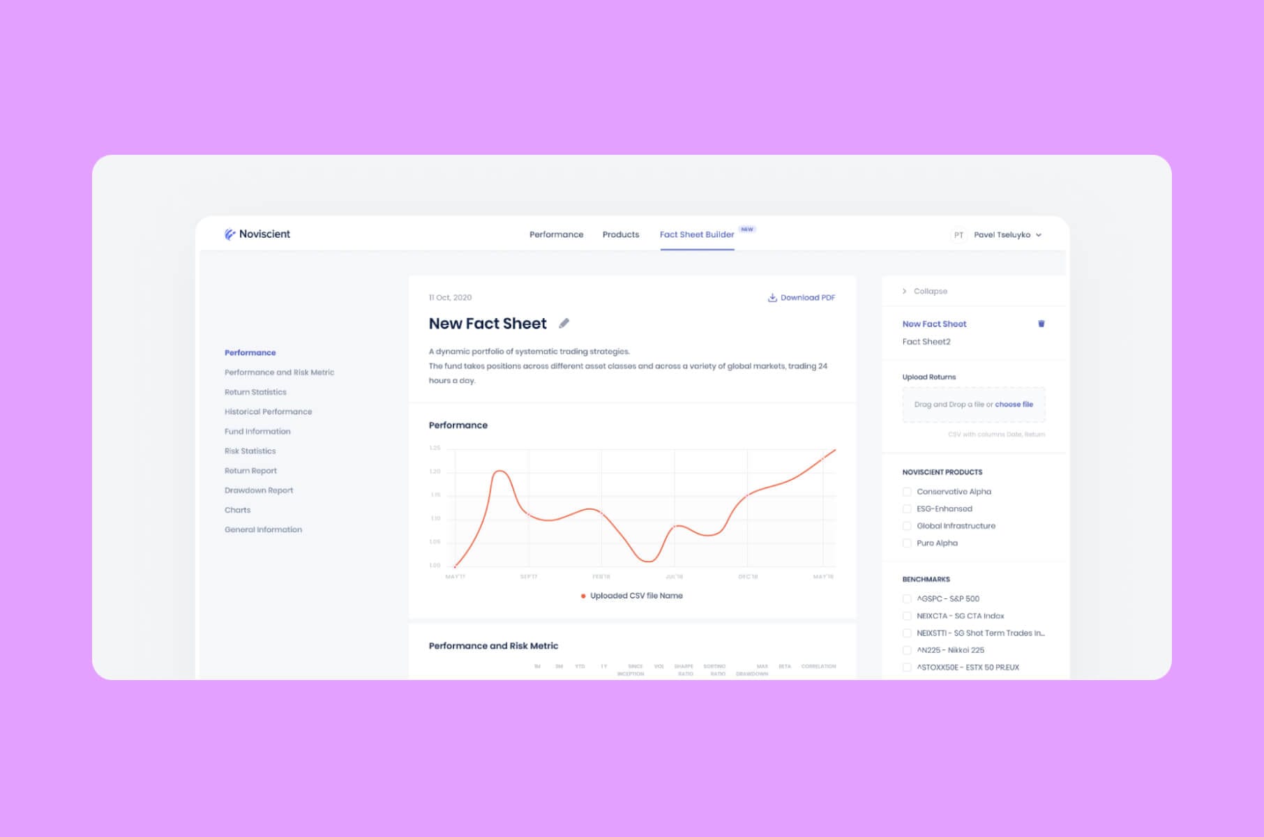 Fintech dashboard example