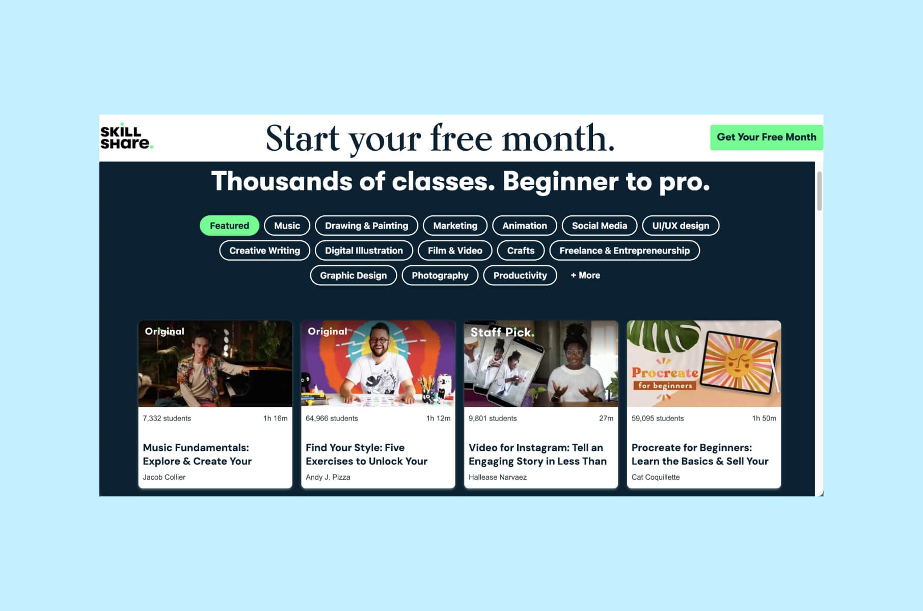 Best designed Edtech platforms: Skillshare