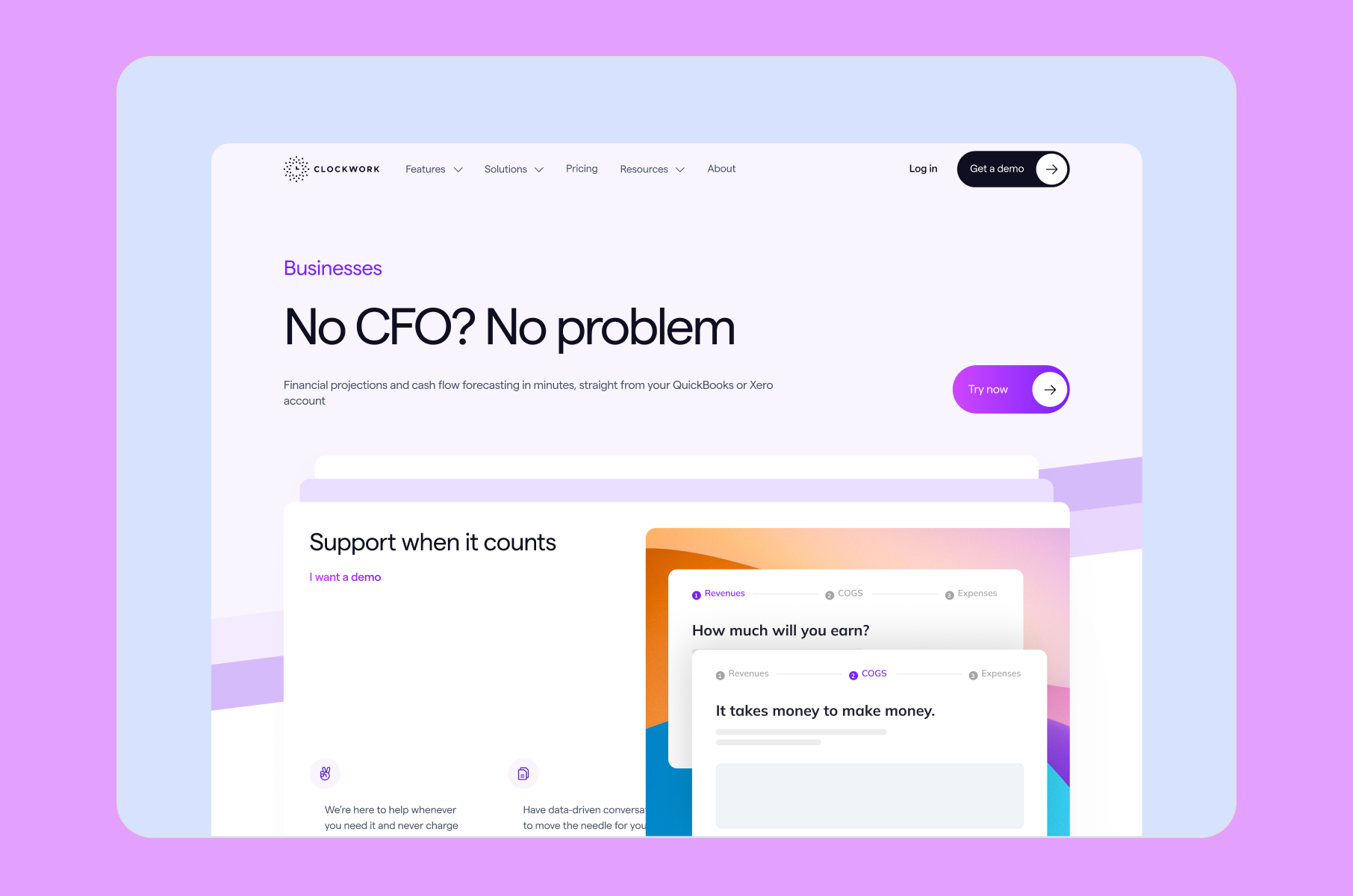 Clockwork website copy example