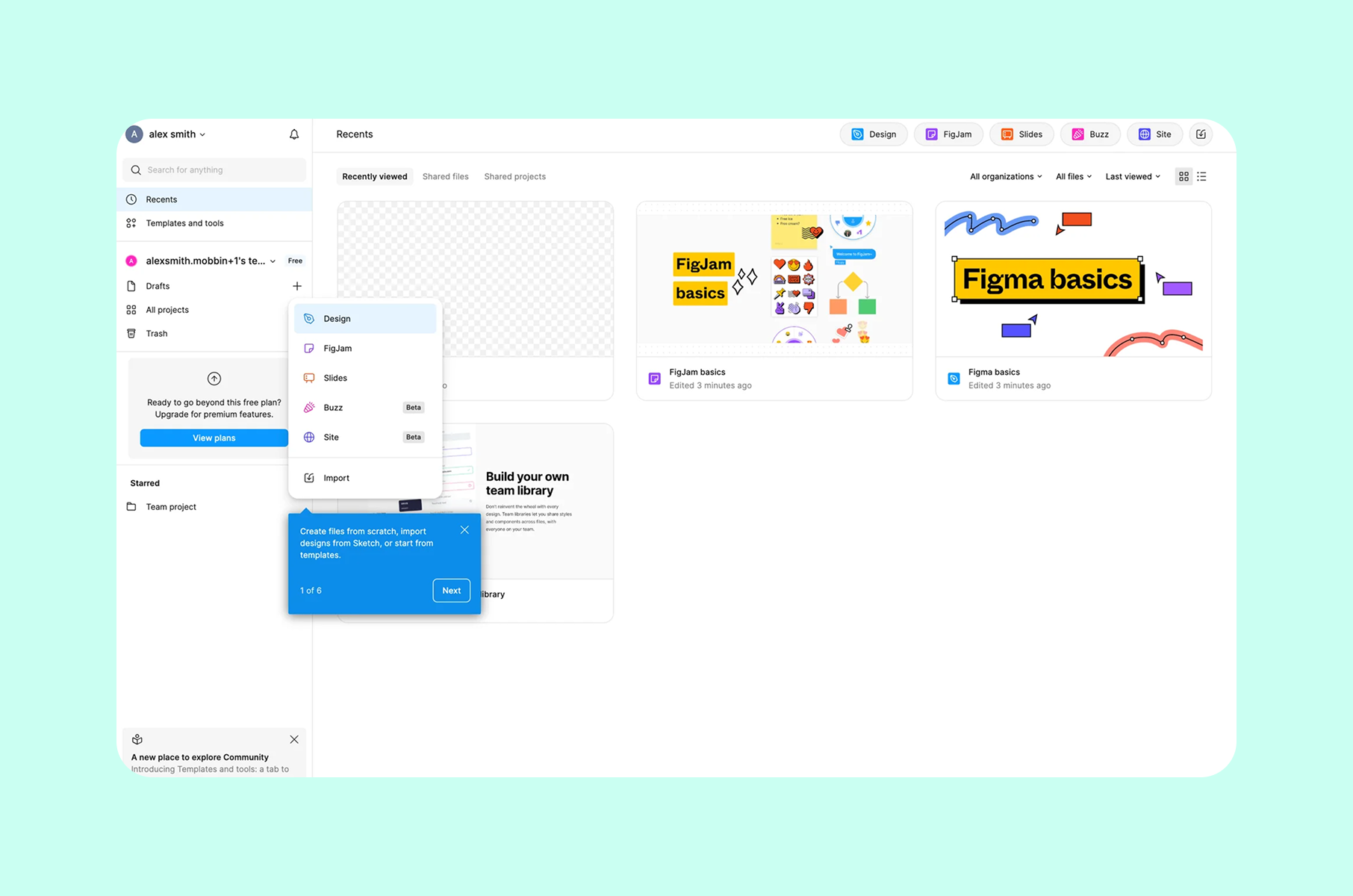 Onboarding UX of Figma