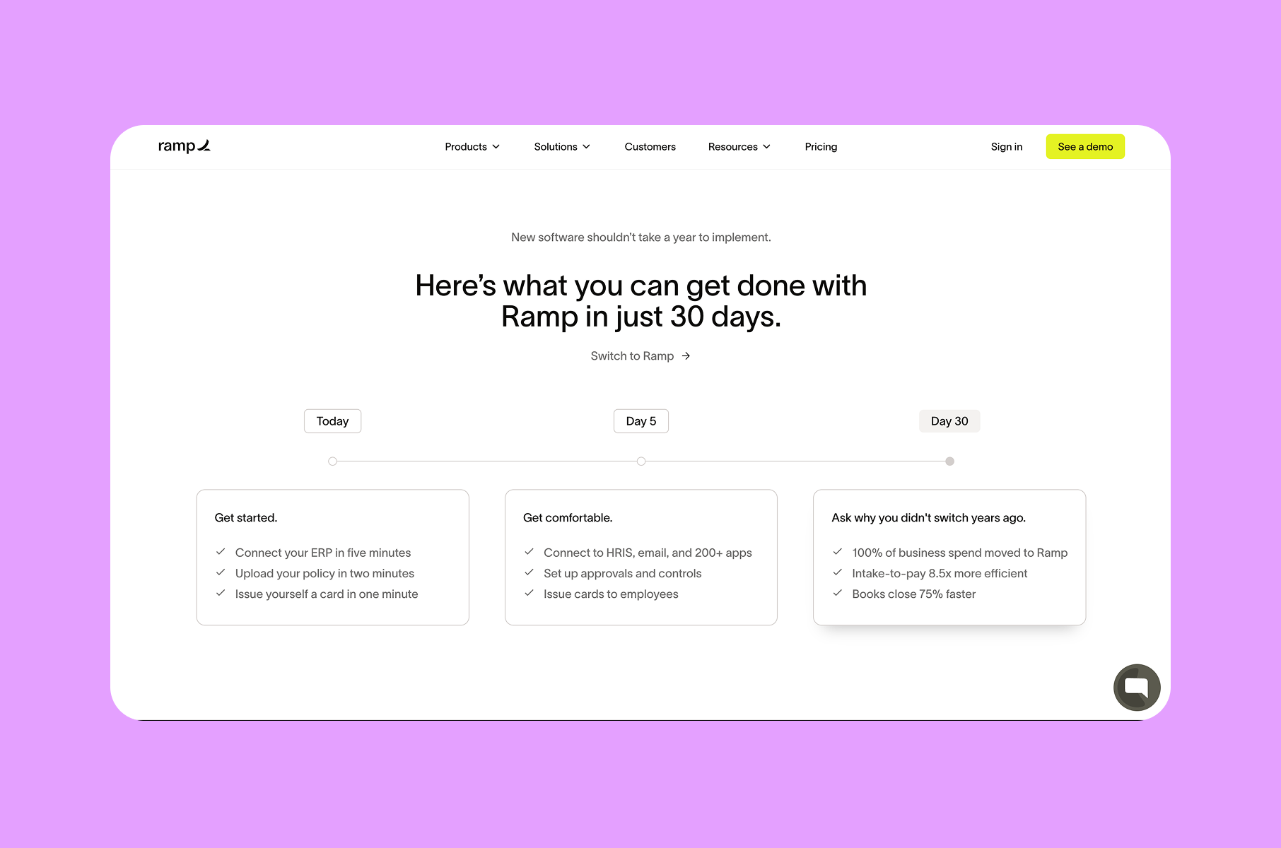 SaaS landing page example: Ramp
