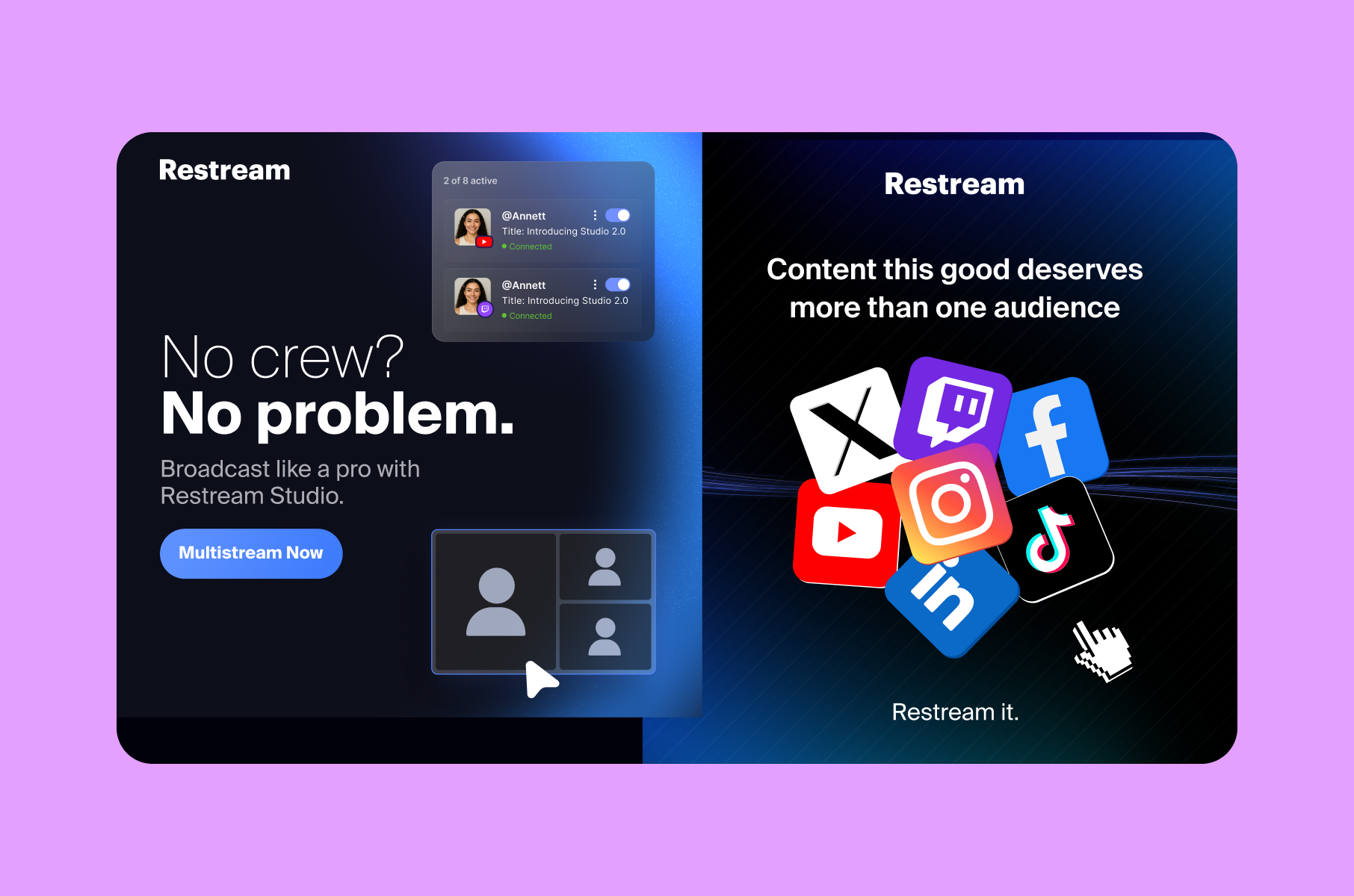 Restream website copy example