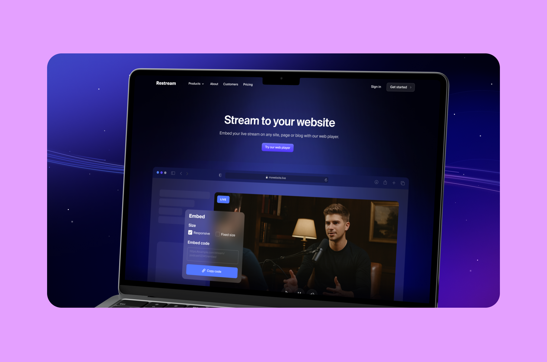 SaaS landing page example: Restream, https://merge.rocks/case-studies/restream&nbsp;