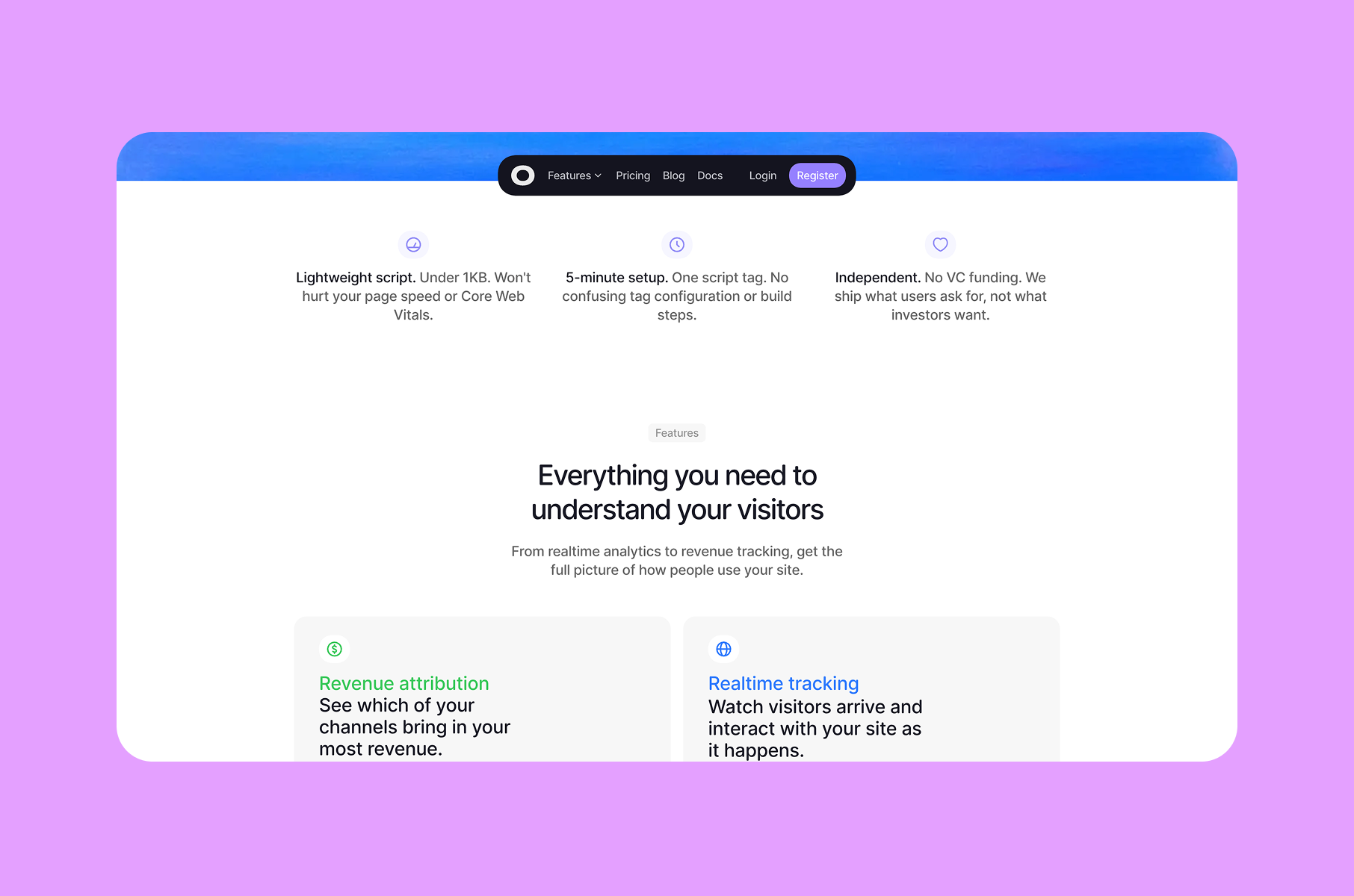 SaaS landing page example: Visitors