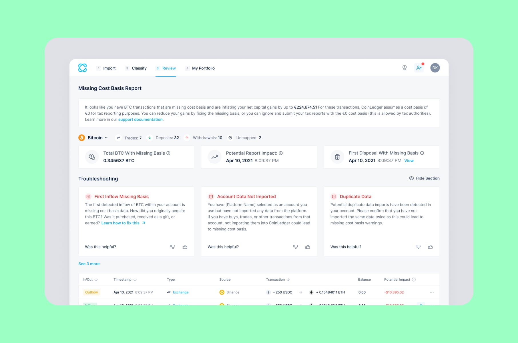 Fintech UX design at Merge: Coinledger