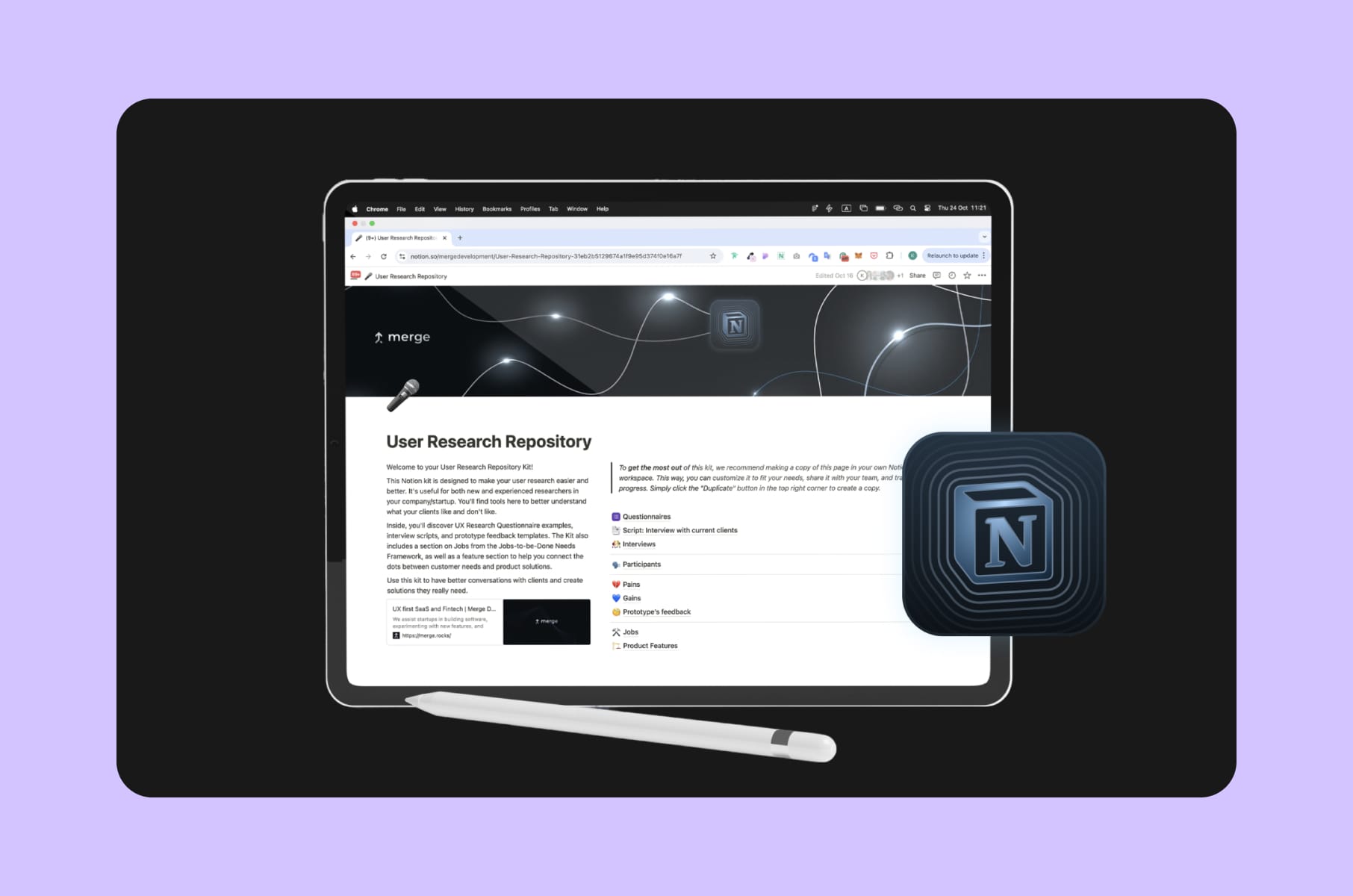 Our User Research Repository Notion kit