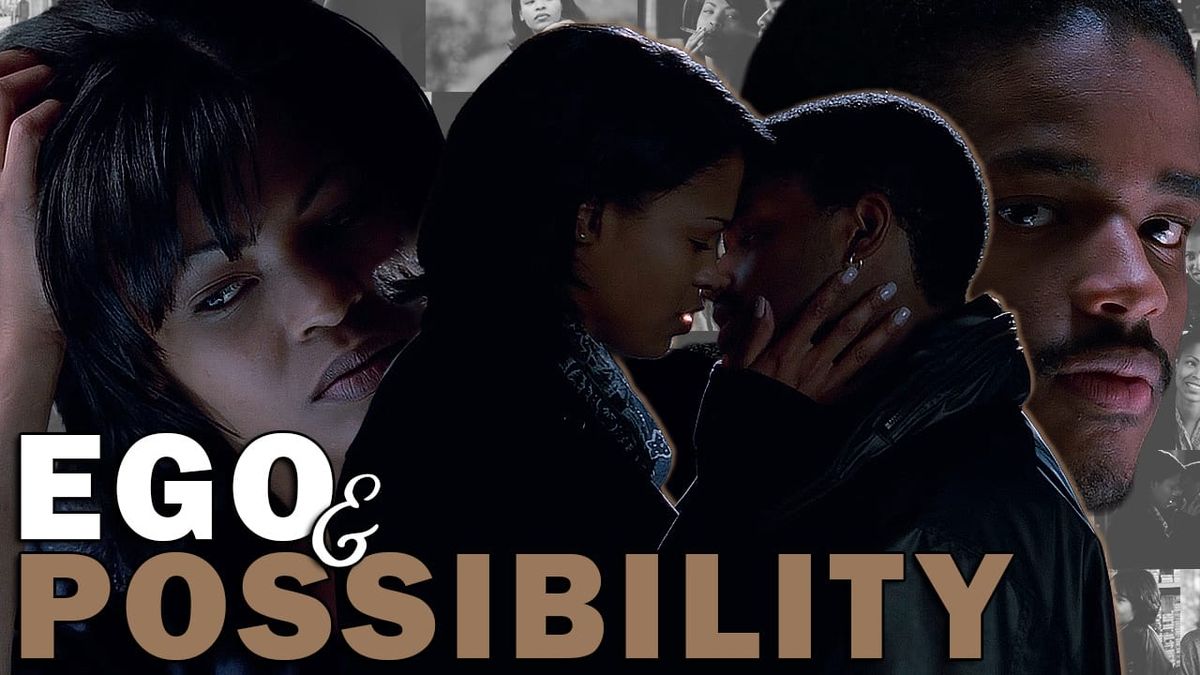 Image of Nia Long as "Nina Mosley" and Larenz Tate as "Darius Lovehall" in Theodore Witchers Love Jones. Title "Ego and Possibility". 