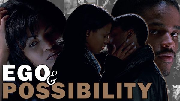 Image of Nia Long as "Nina Mosley" and Larenz Tate as "Darius Lovehall" in Theodore Witchers Love Jones. Title "Ego and Possibility". 