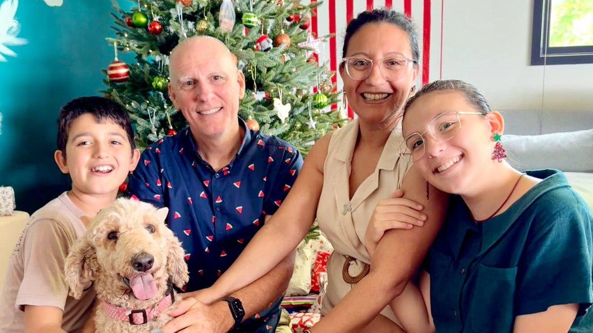 Family photo with dog