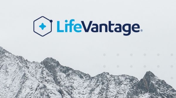 Snowed mountains with LifeVantage logo