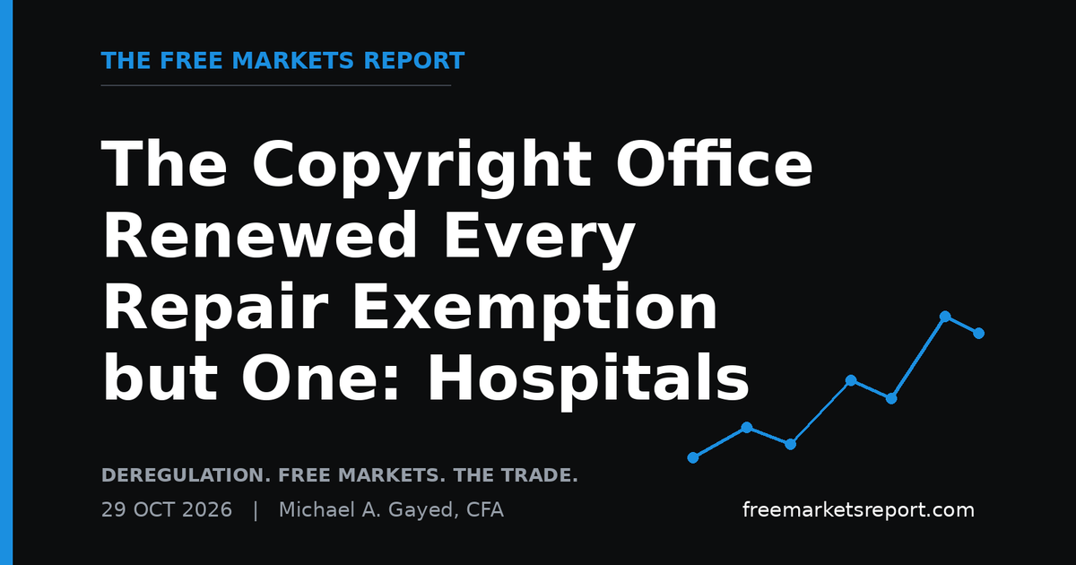 The Copyright Office Renewed Every Repair Exemption but One: Hospitals | The Free Markets Report