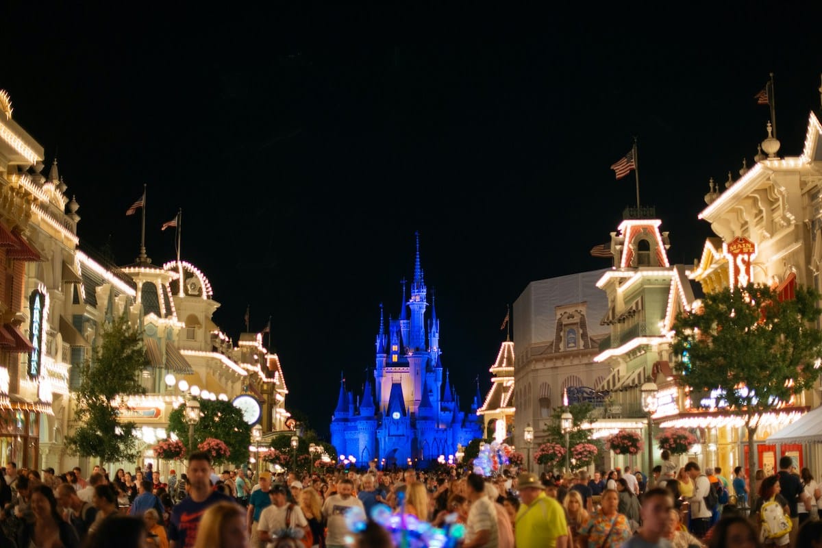 disney world castle at night