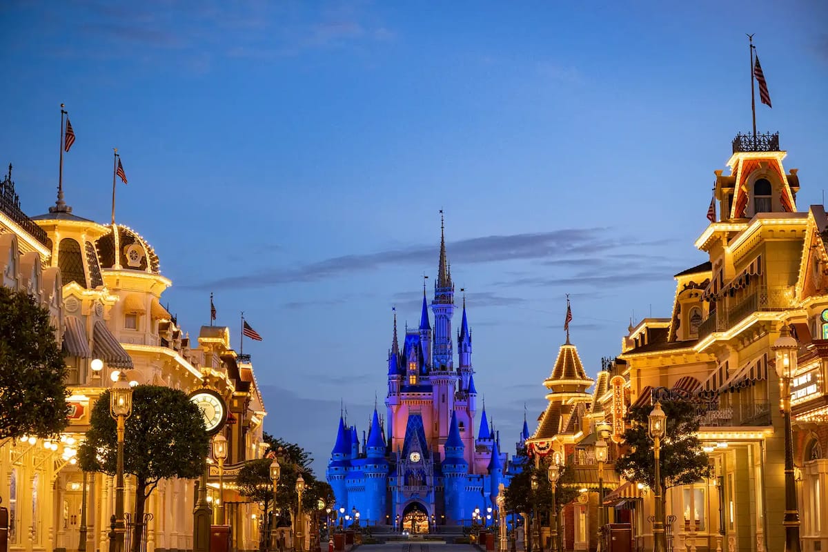 cinderella castle at night